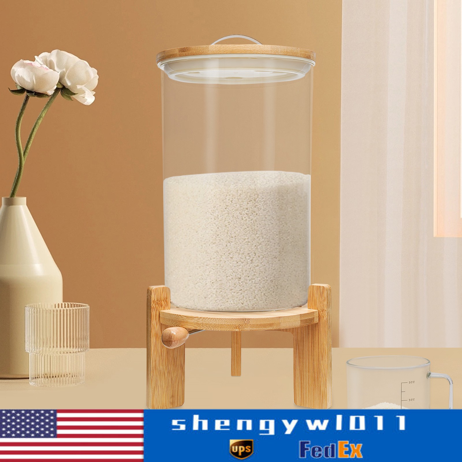 Rice Dispenser Airtight Storage Container Dry Food Storage 7.5L Capacity W/ CUP