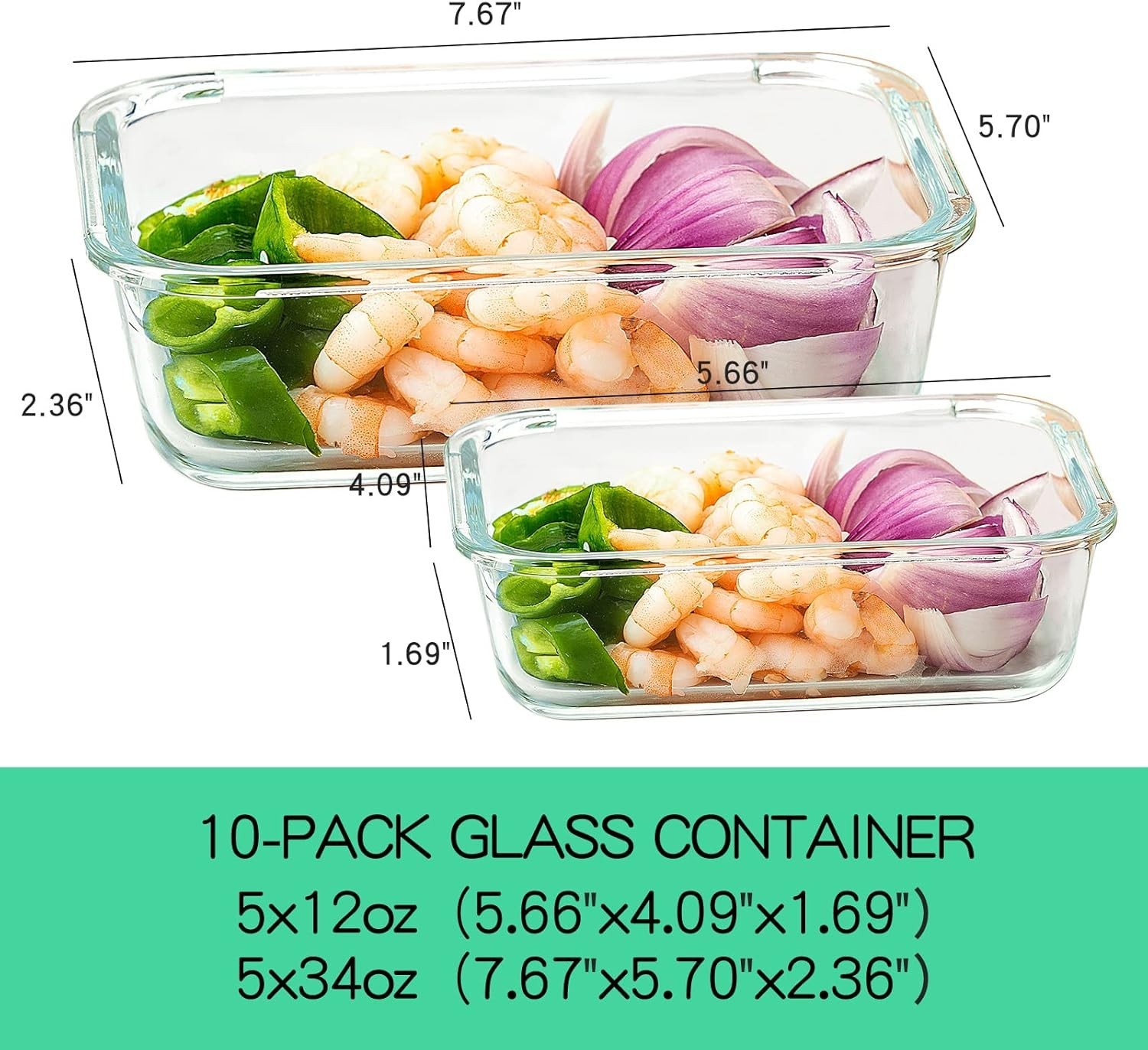 Glass Food Storage Containers 12 Ounce Pack of 10 Leakproof Airtight Dishwash…