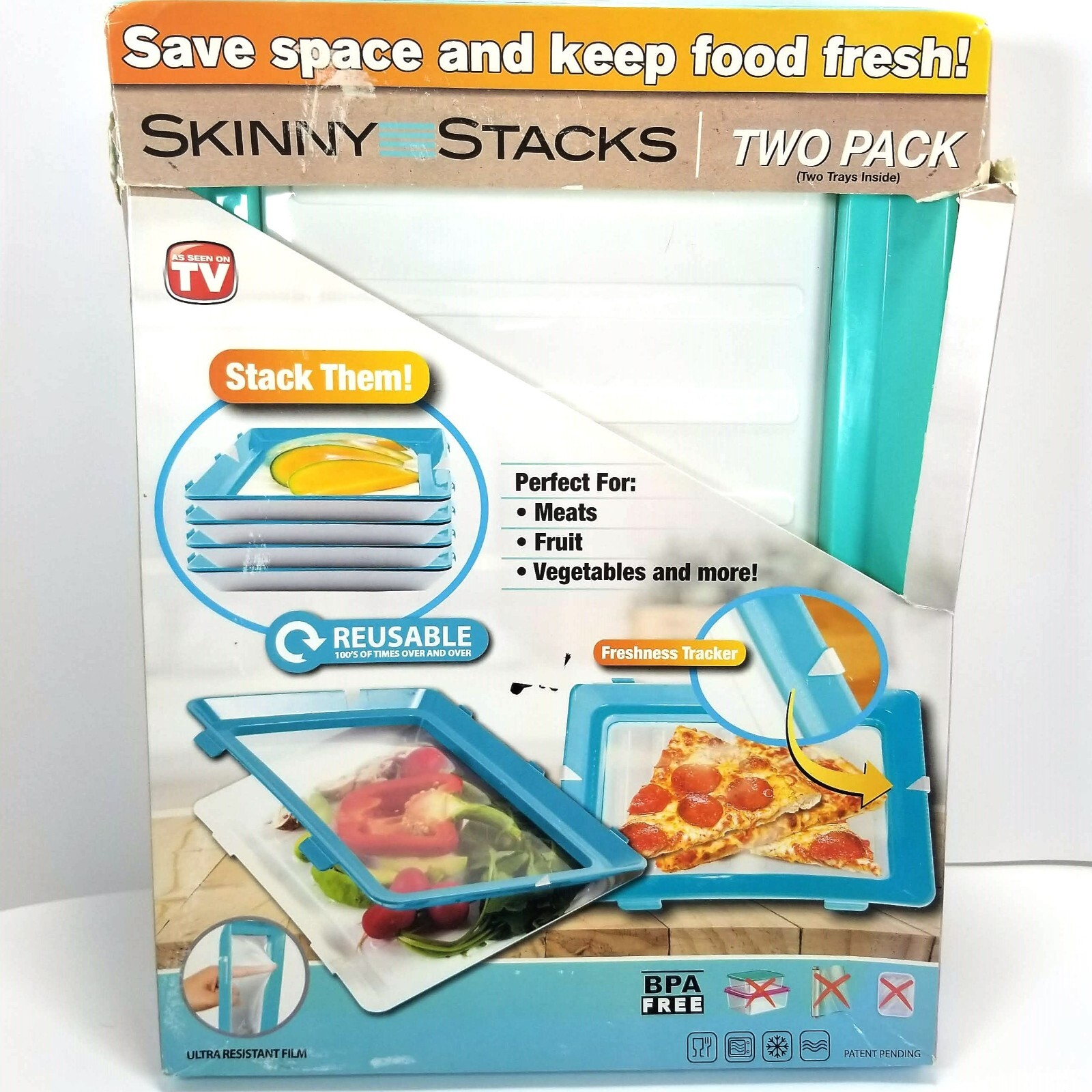 Total of 6 SKINNY STACKS Food Storage Trays Intersell BPA Free 2 New, 4 Preowned