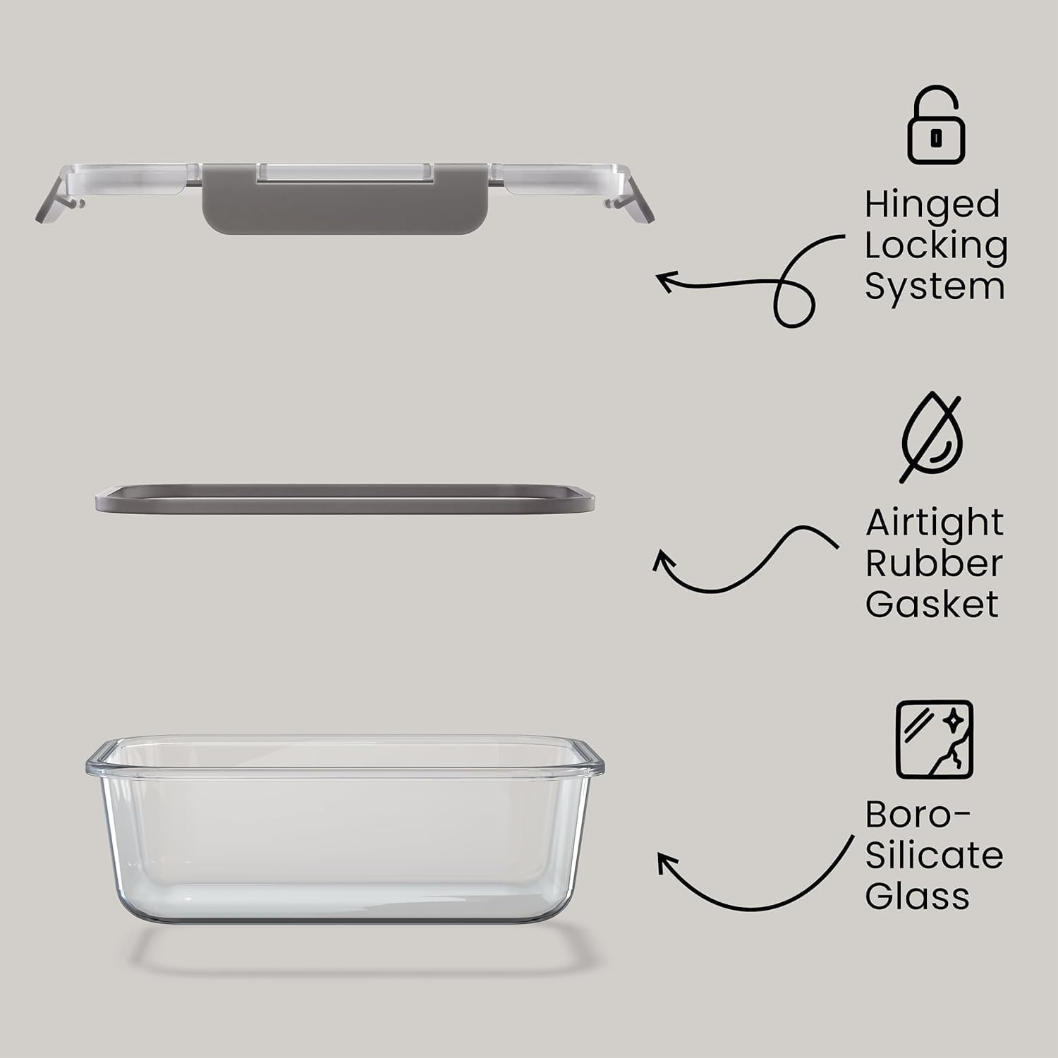 Bakken Borosilicate Glass Food Storage Containers with Lids 16 Pieces, Bpa-Free