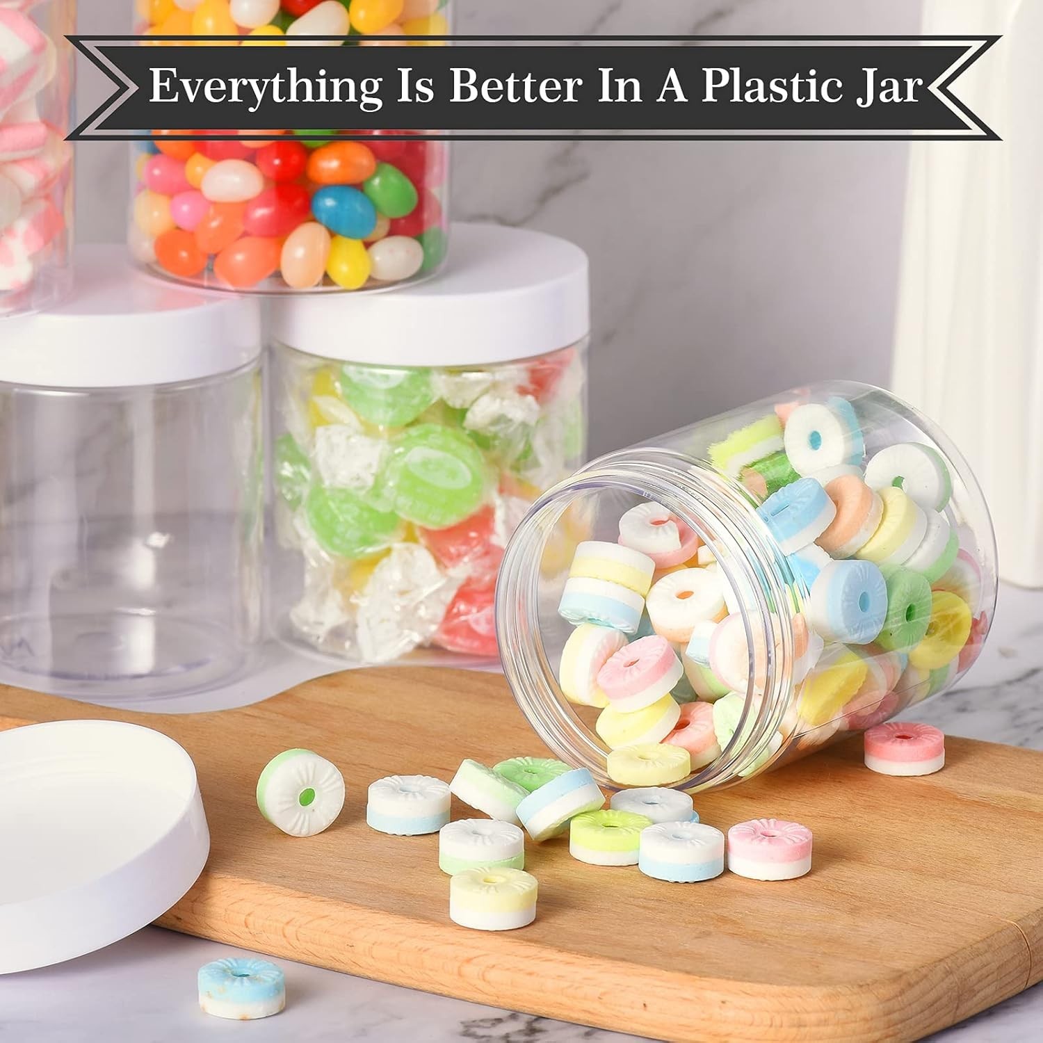 8oz Plastic Storage Jars with Lids – 30 Pack, Food, Body Butter & Cake Use