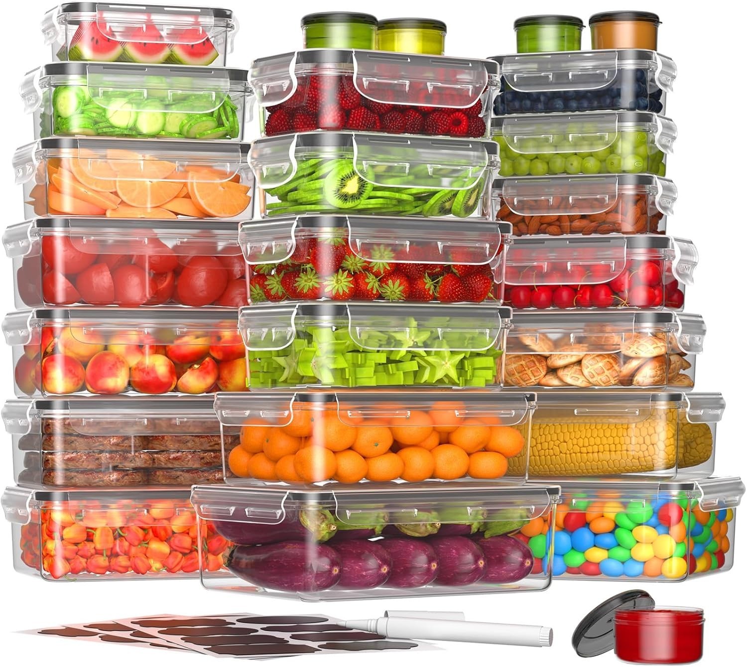 36-Piece Food Storage Containers W/ Lids(18 Container & 18 Lid Plastic Food