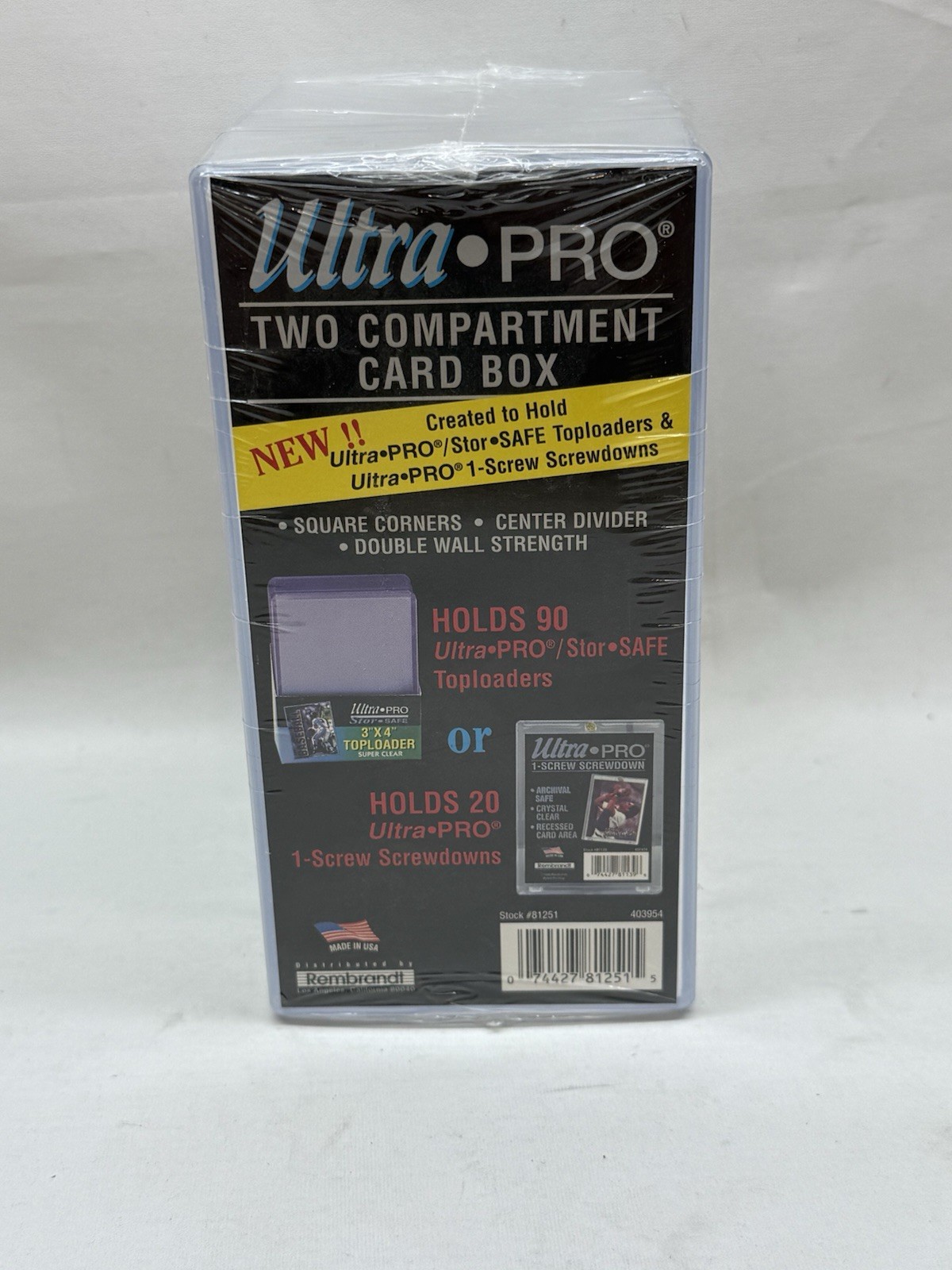 Ultra Pro 2 Compartment Card Storage Box – Holds Toploaders and Card Holders