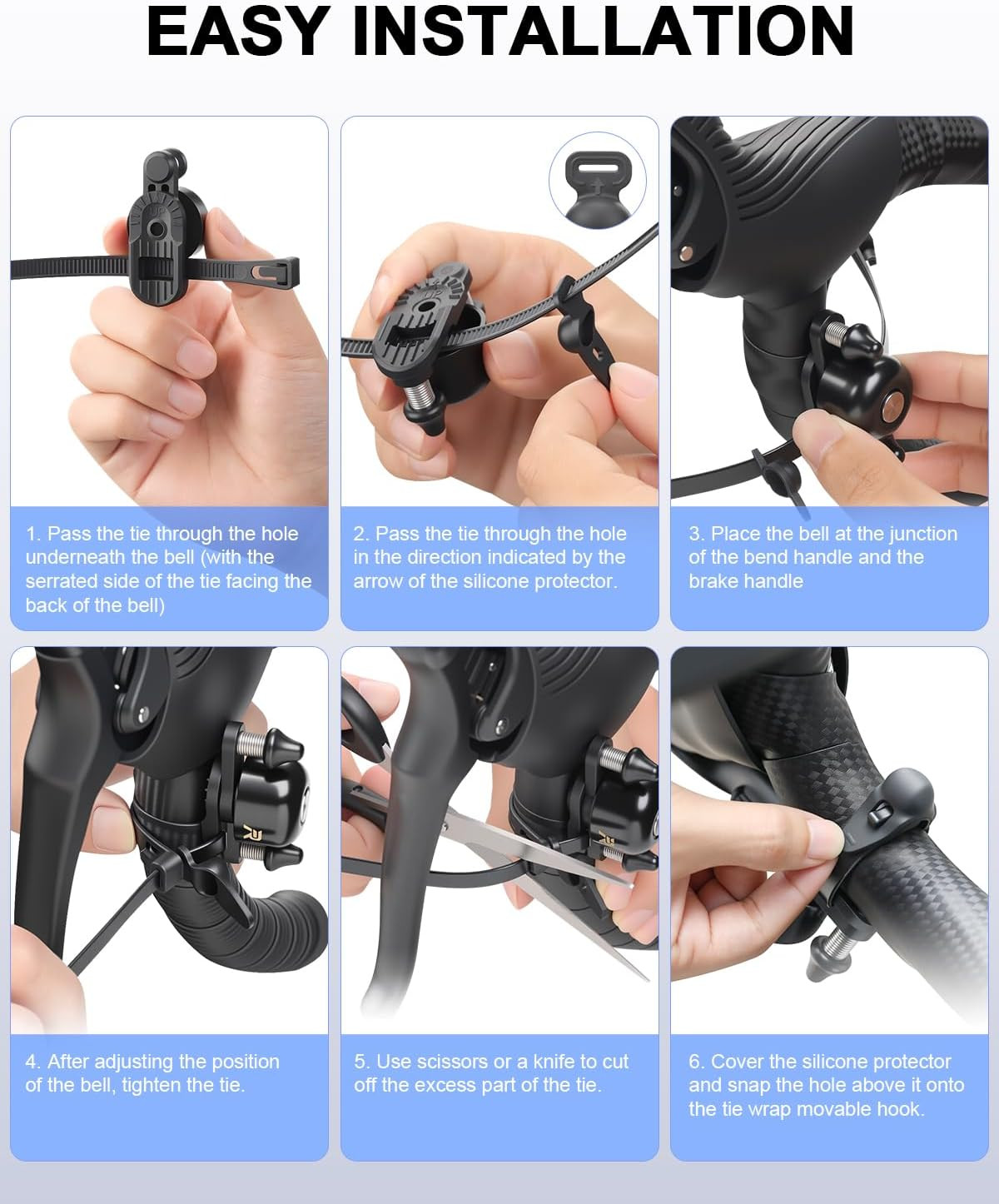 Bike Bells for Adults Max 100Db, Portable Copper Case Bicycle Bell Fits 22.2-31.