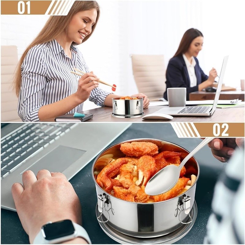 Stainless Steel Bento Box Set Leak Proof Food Storage Containers 4 Pack New