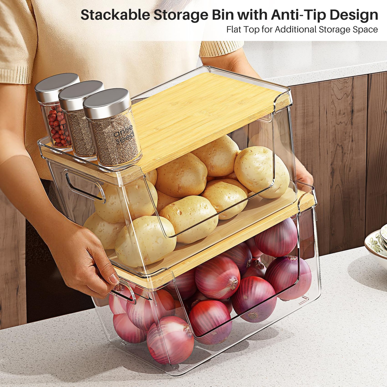 2 Set Pantry Organizer and Stackable Storage Kitchen,Sturdy and Durable Stora…