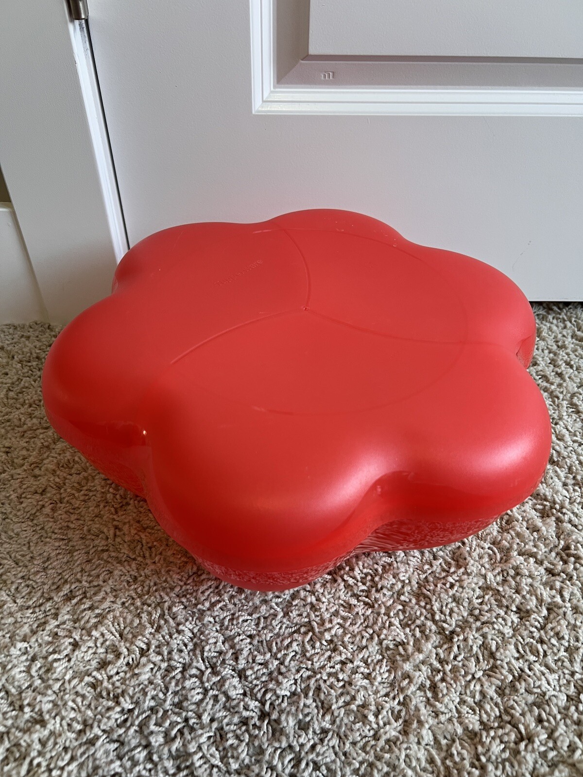 Vintage Tupperware Flower Chip Salad Bowl 4624A-2 Red Large Serving Bowl