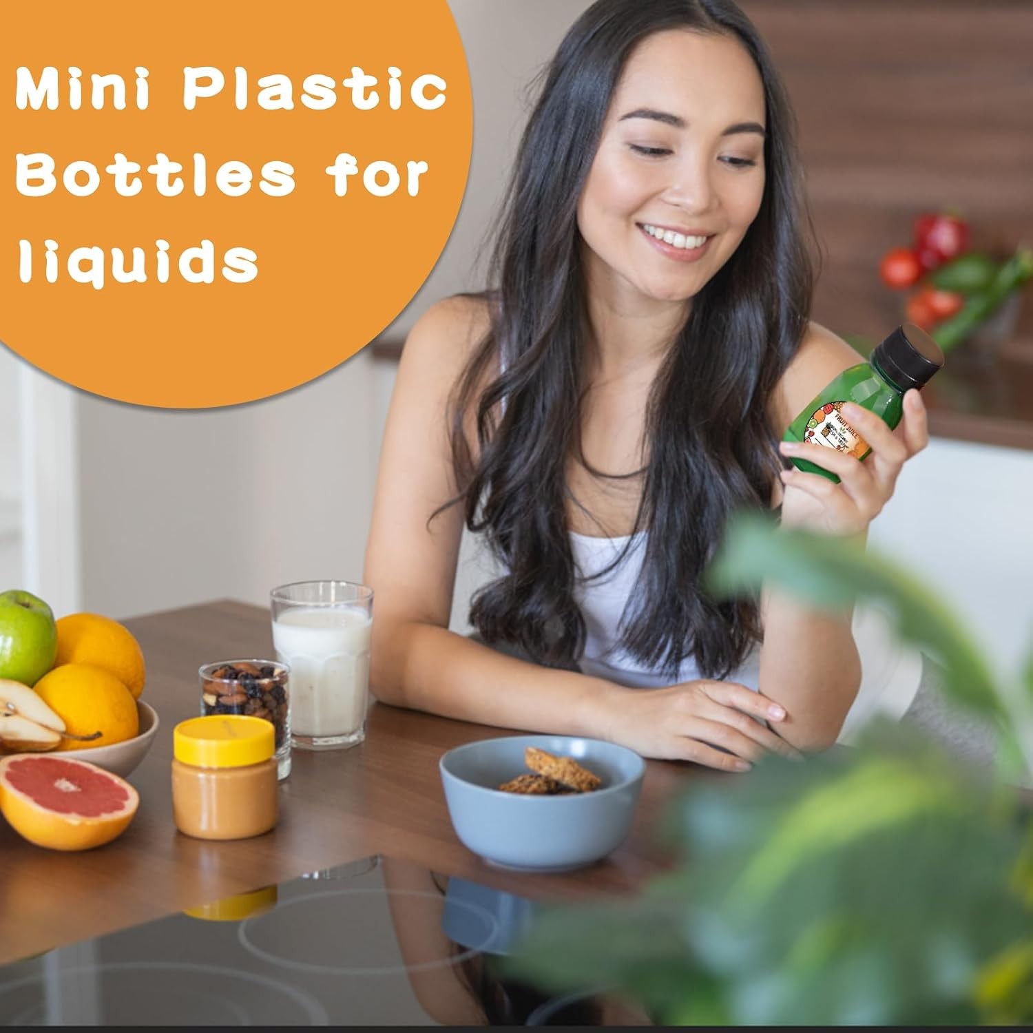 100 Pcs 2 oz Plastic Juice Shot Bottles W/ Caps Lids Ginger Shot Bottles BPA