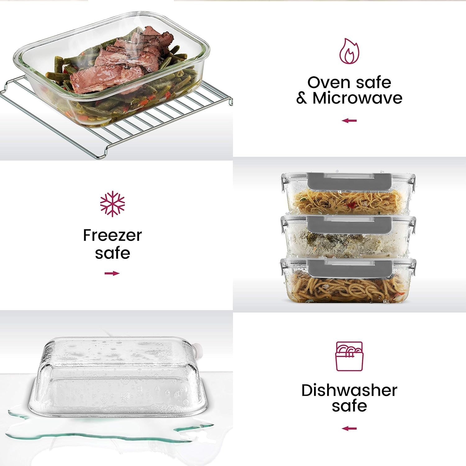 Durable 24-Piece Borosilicate Meal Prep Containers – Leak Resistant & Safe
