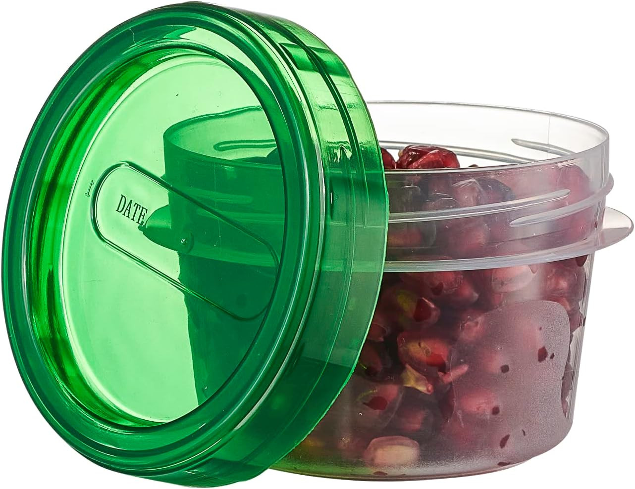 6 Pack Twist Cap Storage Containers with Green Screw on Lid- 4 Oz Reusable Meal