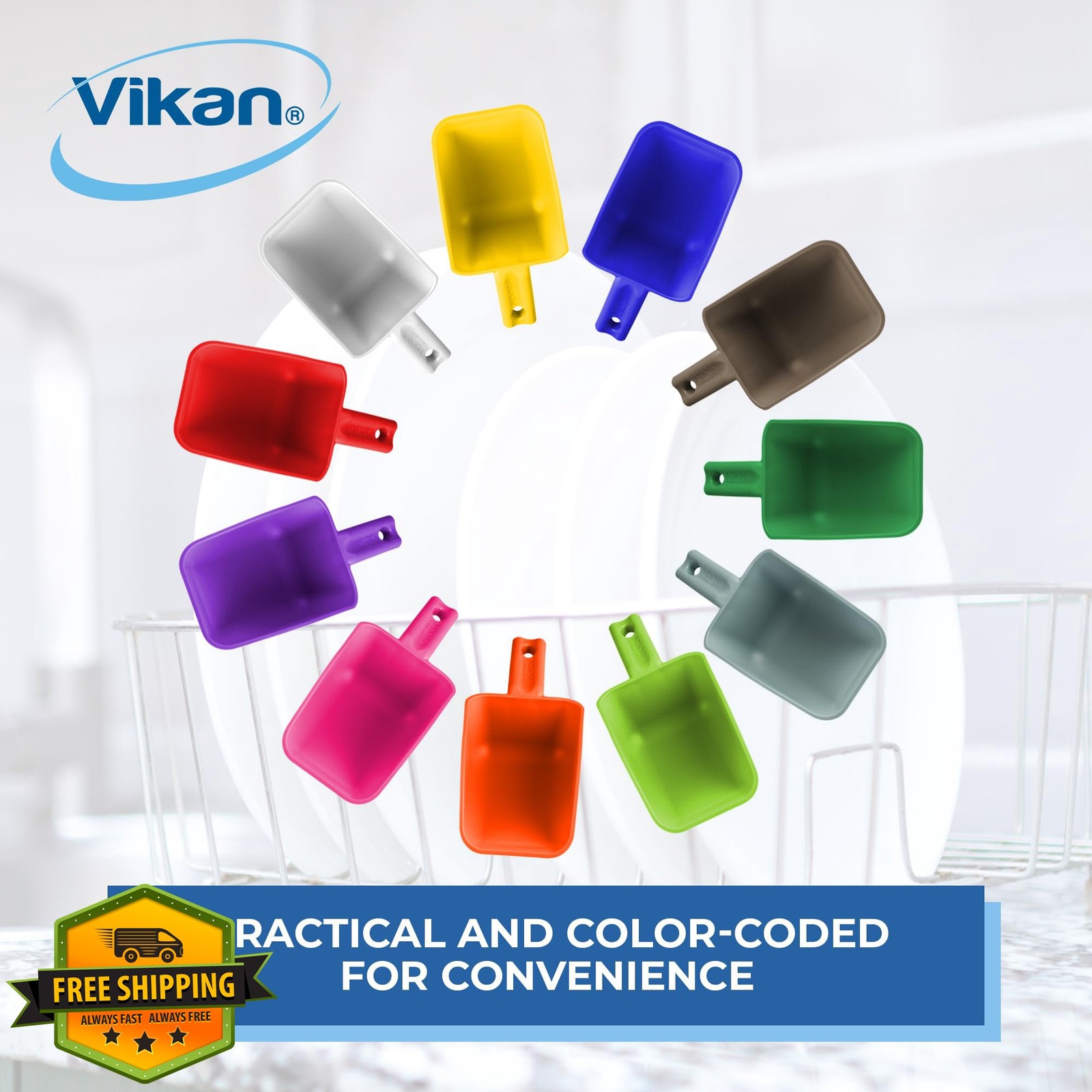 Vikan Remco 630066 Color-Coded Plastic Hand Scoop – BPA-Free Food-Safe Kitche…