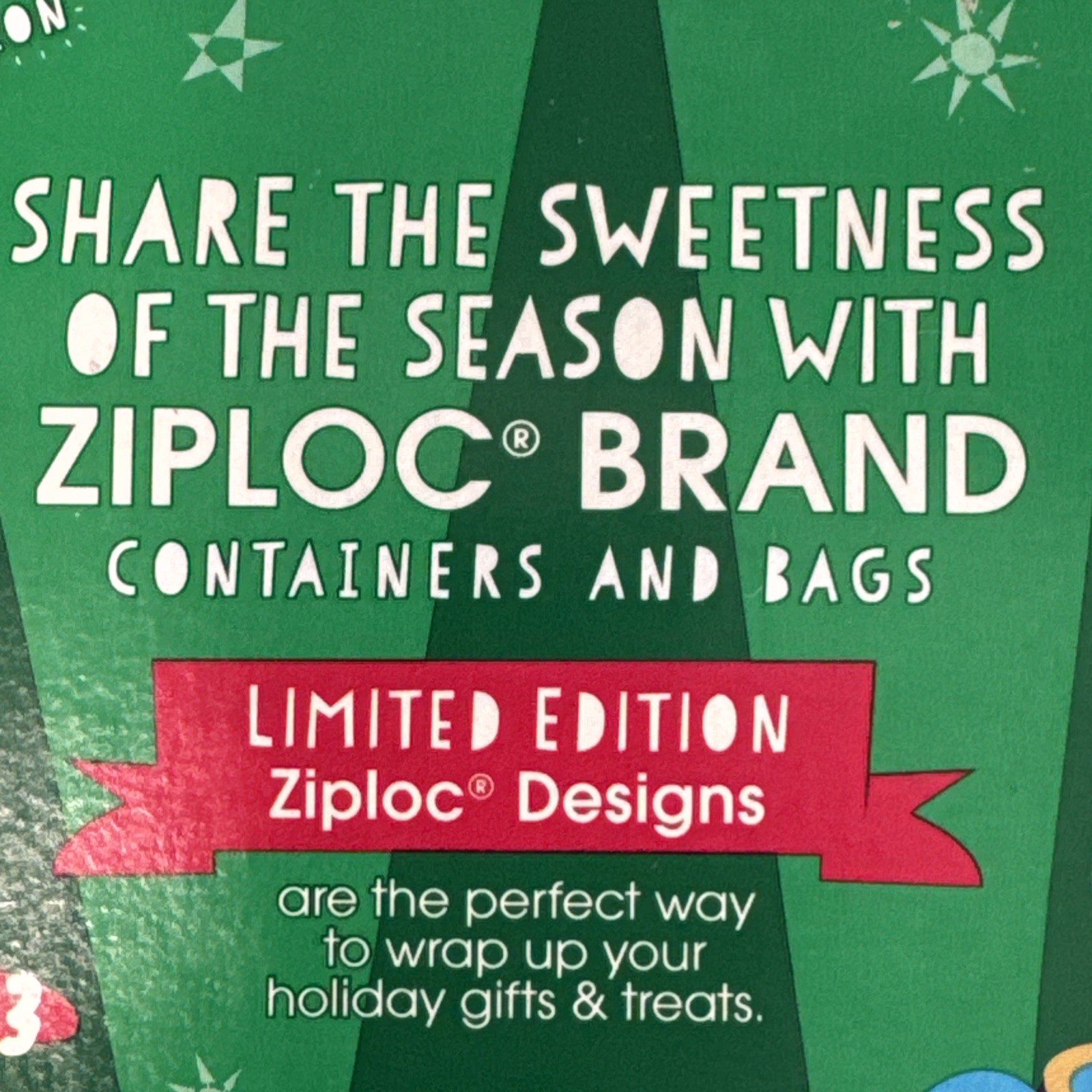 Ziploc Limited Edition Holiday Three Medium Square Container Containers Red Gold