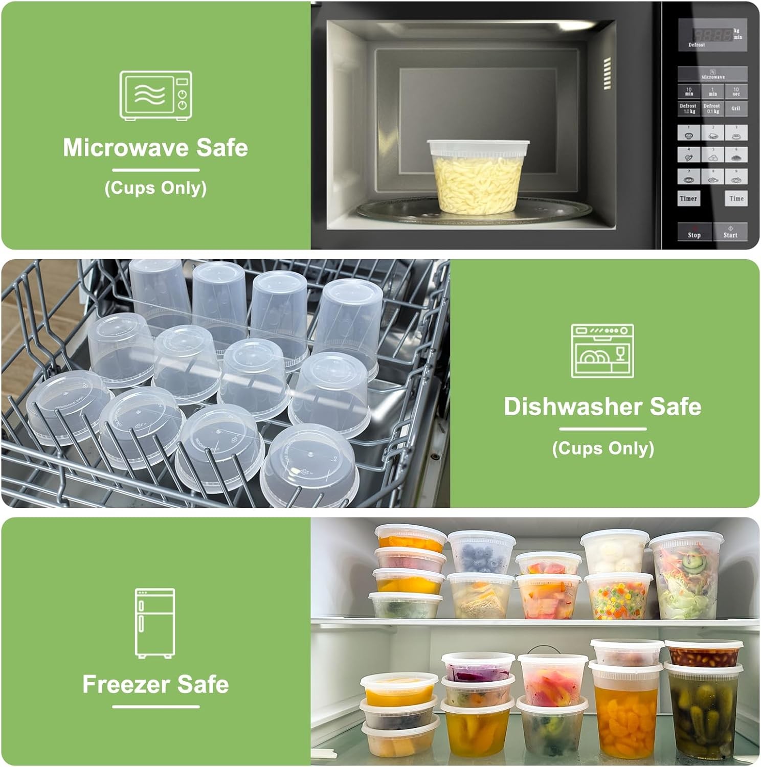 120 Piece Deli Containers with Lids 8oz Leak Proof BPA Free Food Storage
