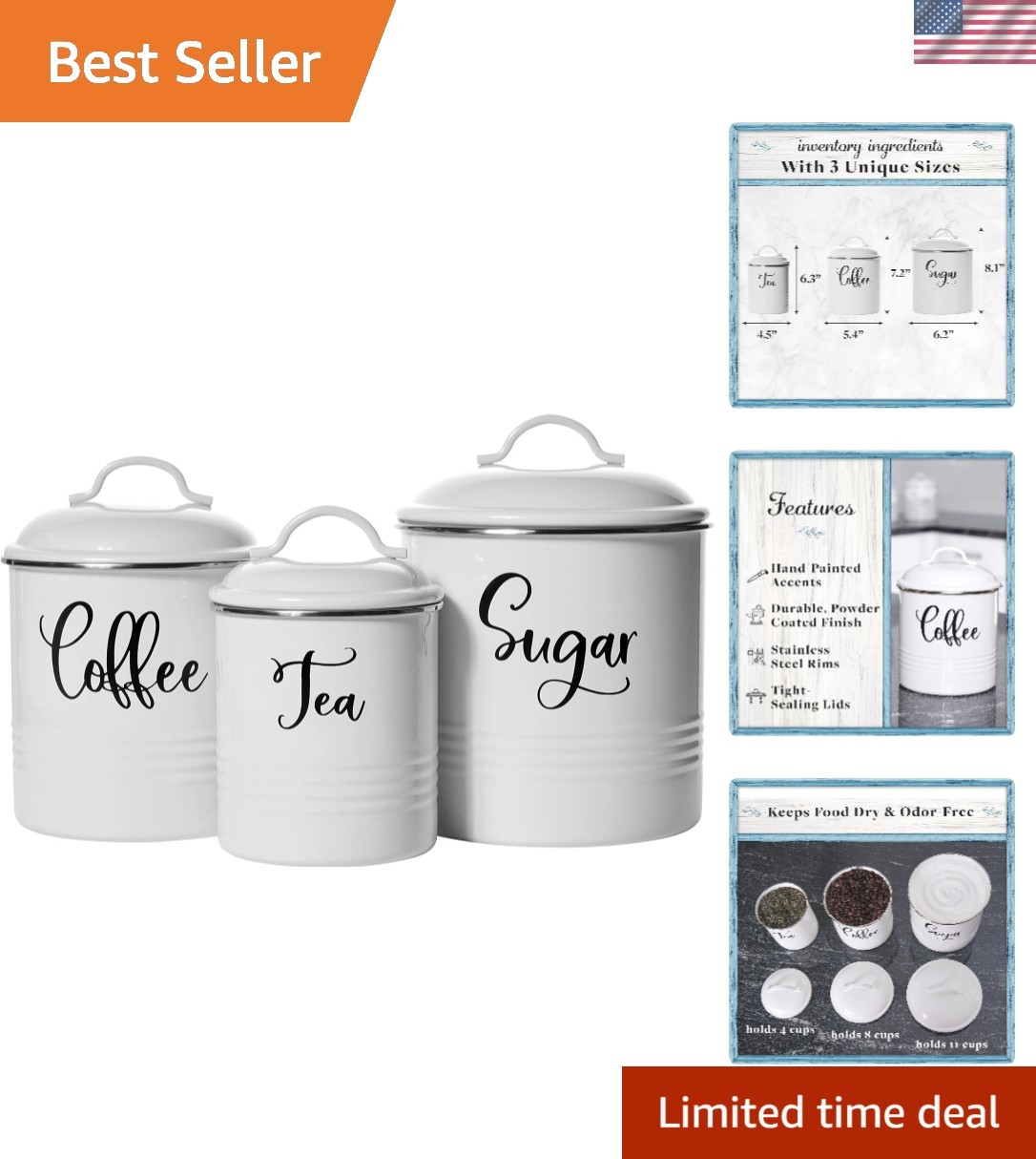 Elegant Air-Tight Canisters in Rustic Style – Perfect for Kitchen Organization
