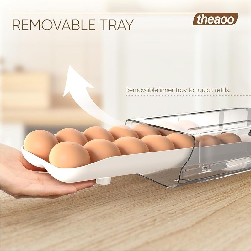 Stackable Auto Rolling Egg Holder Quick Access Storage 12 to 14 Eggs BPA Free US