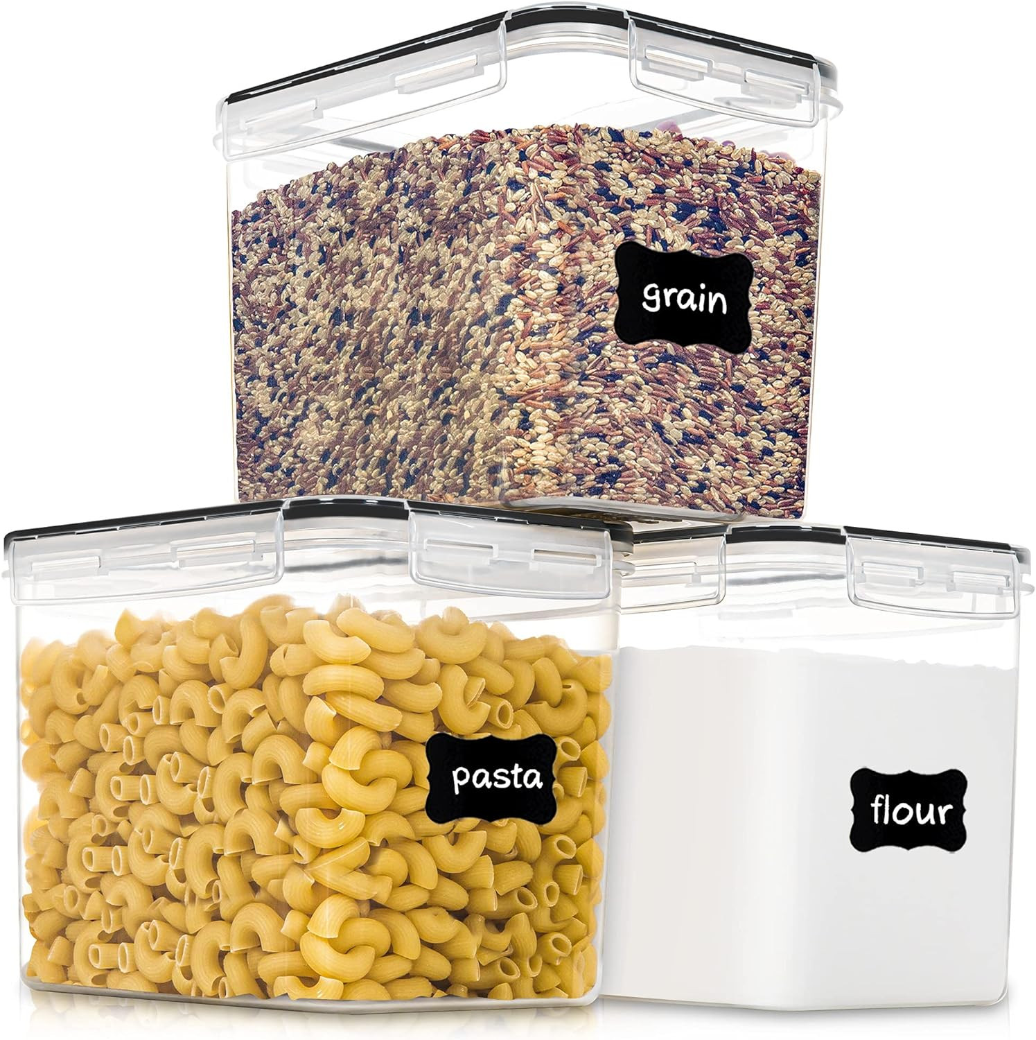 3PCS Airtight Food Storage Containers 3.6L BPA Free Pantry Canisters