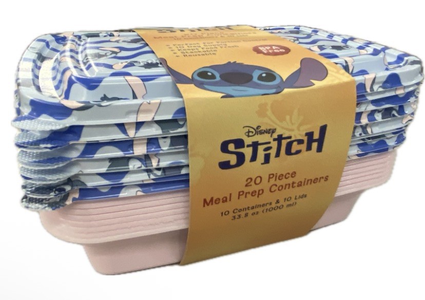 Disney Stitch Waves 20 Piece Meal Prep Containers, 33.8 oz, BPA Free, Snap Lid