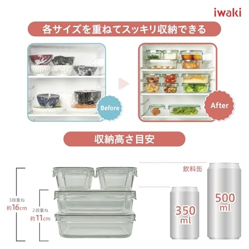 IWAKI Heat-Resistant Glass Storage Container Square L 1.2L B3248-SNC1