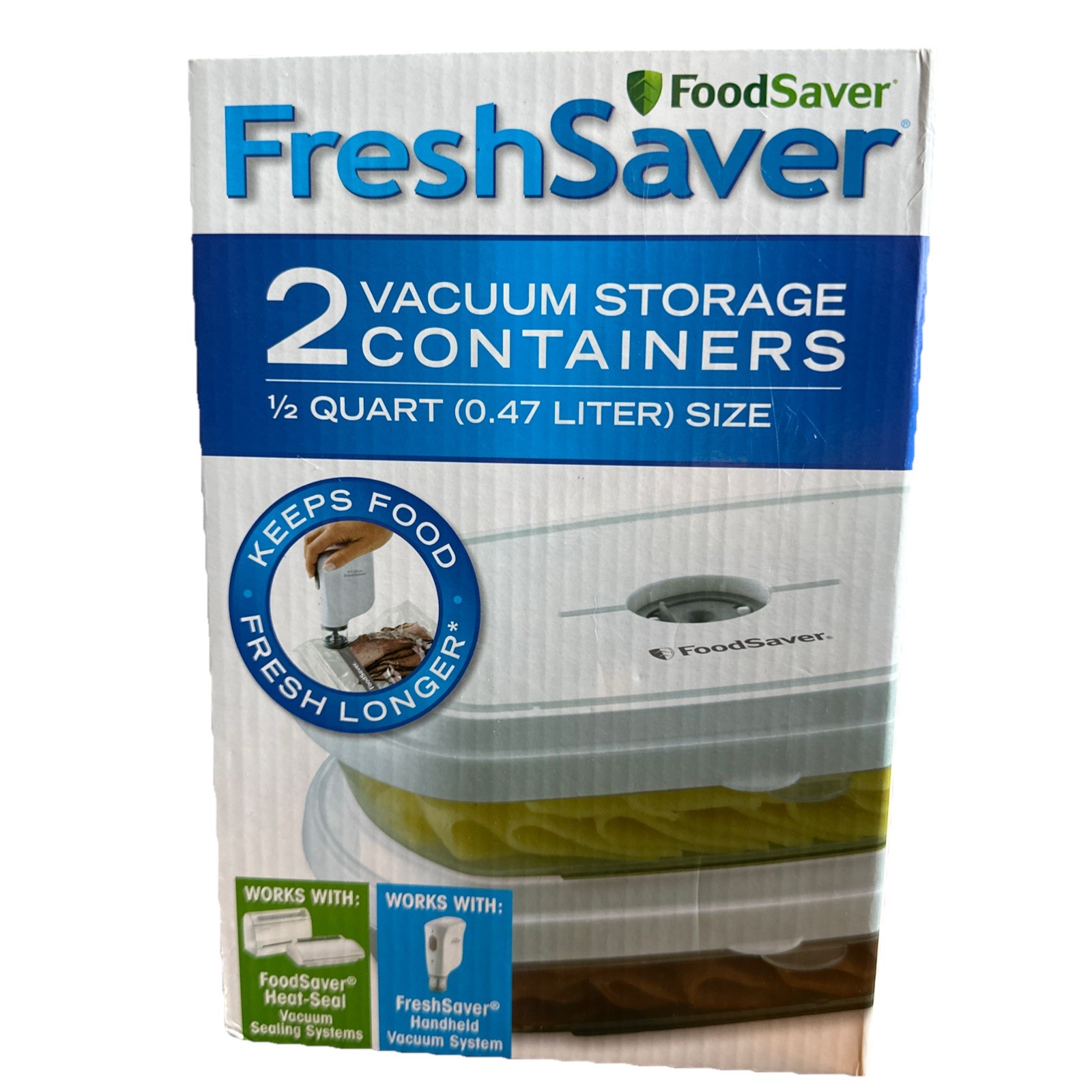Food Saver Fresh Saver DELI NIP Box of 2 Pk Vacuum Storage Containers 1/2 Quart