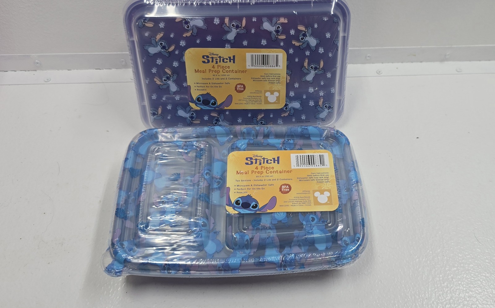 Disney Stitch 4-Piece Meal Prep Container Set – BPA Free, Microwave Safe