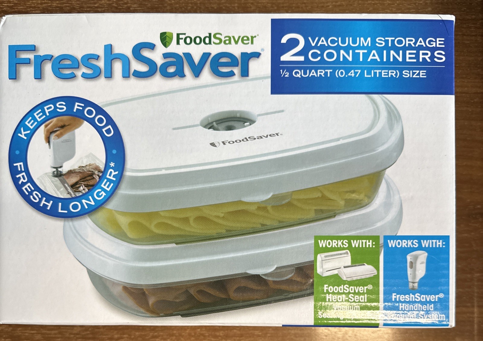 Food Saver Fresh Saver DELI NIP Box of 2 Pk Vacuum Storage Containers 1/2 Quart