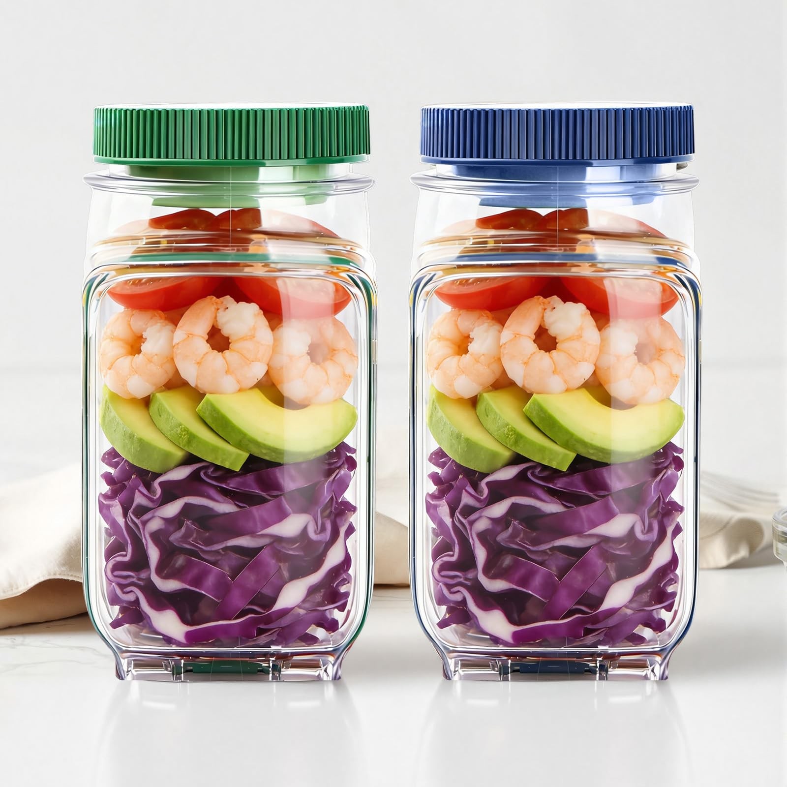 Salad Pod, 1000ml Side-Opening Salad Container (Salad Container for Lunch), L…