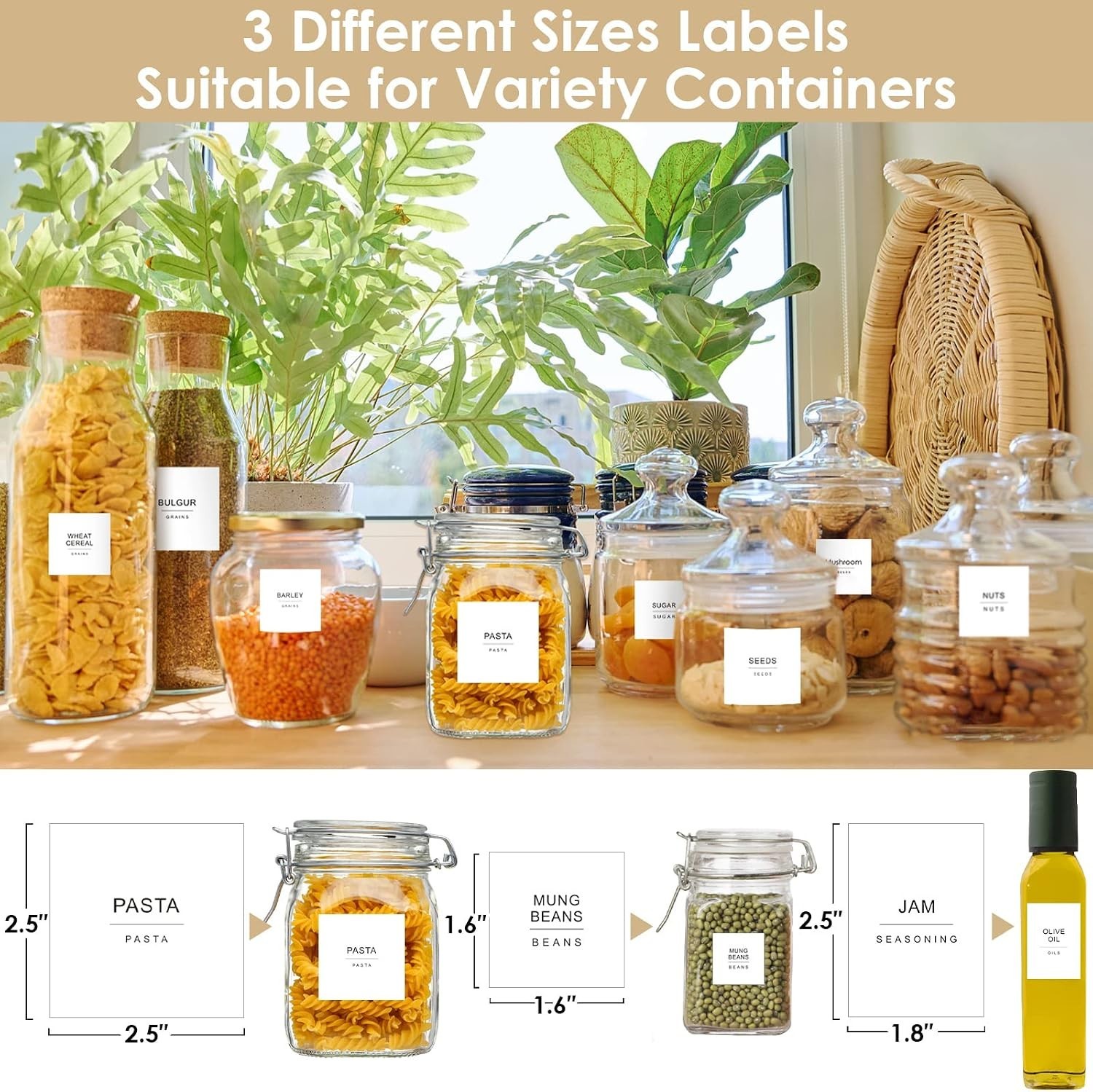 434 Pcs Kitchen Pantry Labels for Food Containers with DIY Blank Labels,3 Siz…