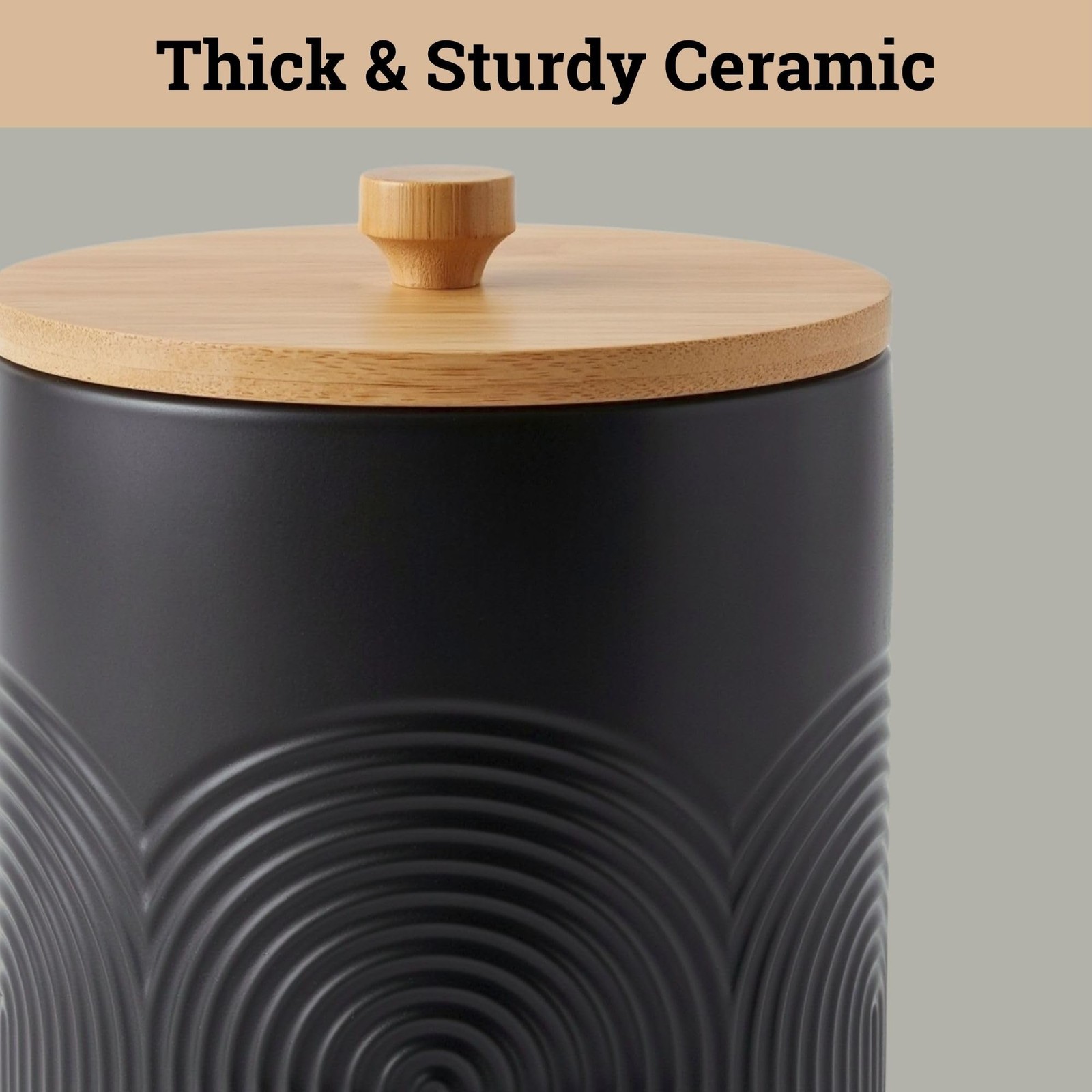 Ceramic Kitchen Canisters for Countertop Set of 3 with Airtight Bamboo Lids -…