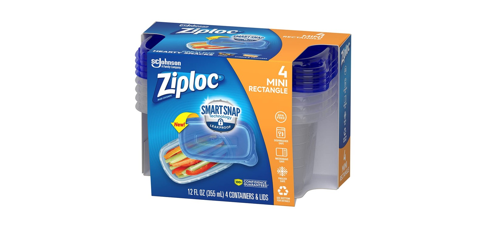 Container, Medium Rectangle, 1.5 Cups, 4 Count (Pack of 1)