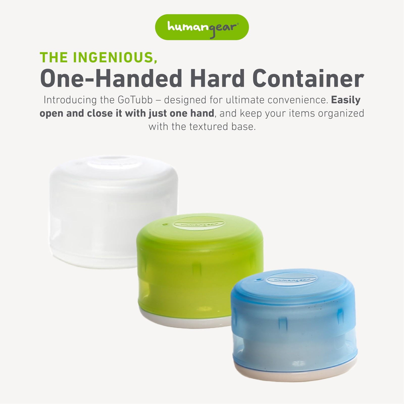 Gotubb | Hard Container | Easy Open | Foodsafe Material Clear/green/blue Small