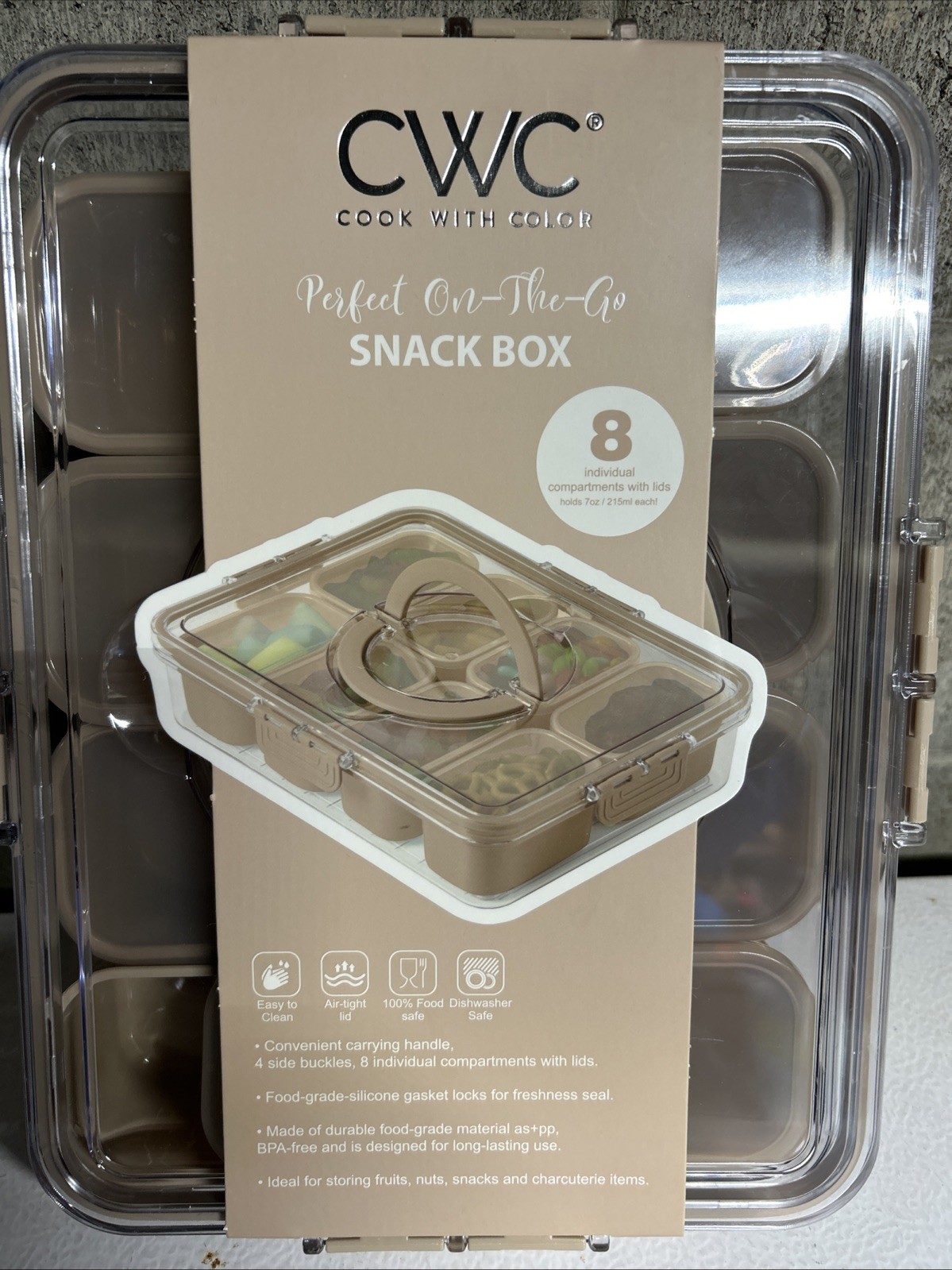 CWC – Cook With Color – Snack Box – 8 Containers W/lids – Brown