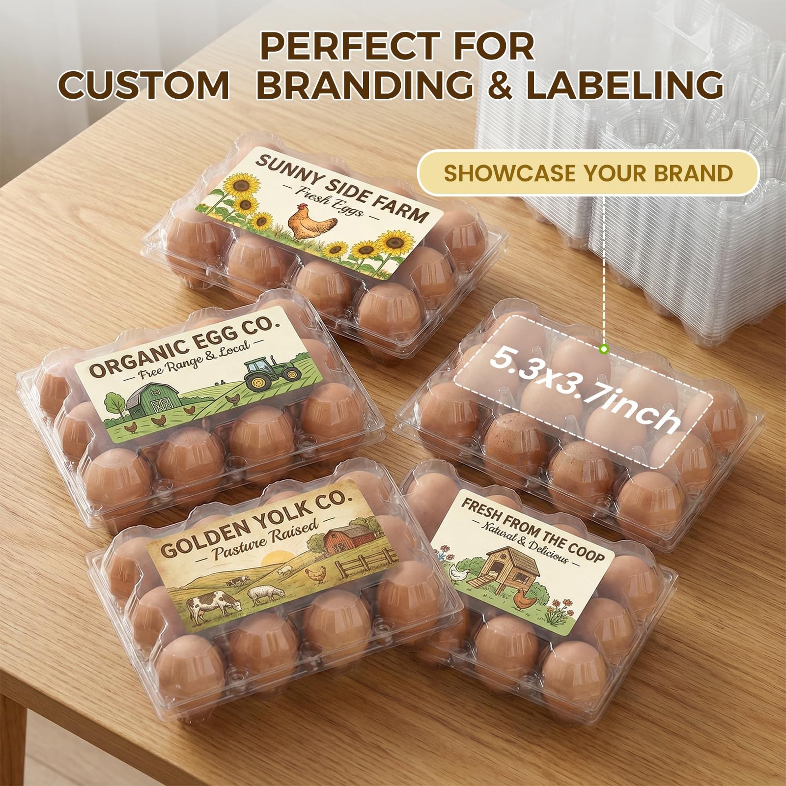 Clear Plastic Egg Cartons 60 Pcs Date Labels Reusable Medium Egg Storage 720 Cou