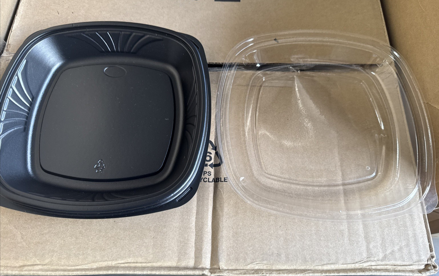 D&W Fine Pack CL213-090 plate Bowl Clear Polystyrene w Lid 9″Sq Pack of 150