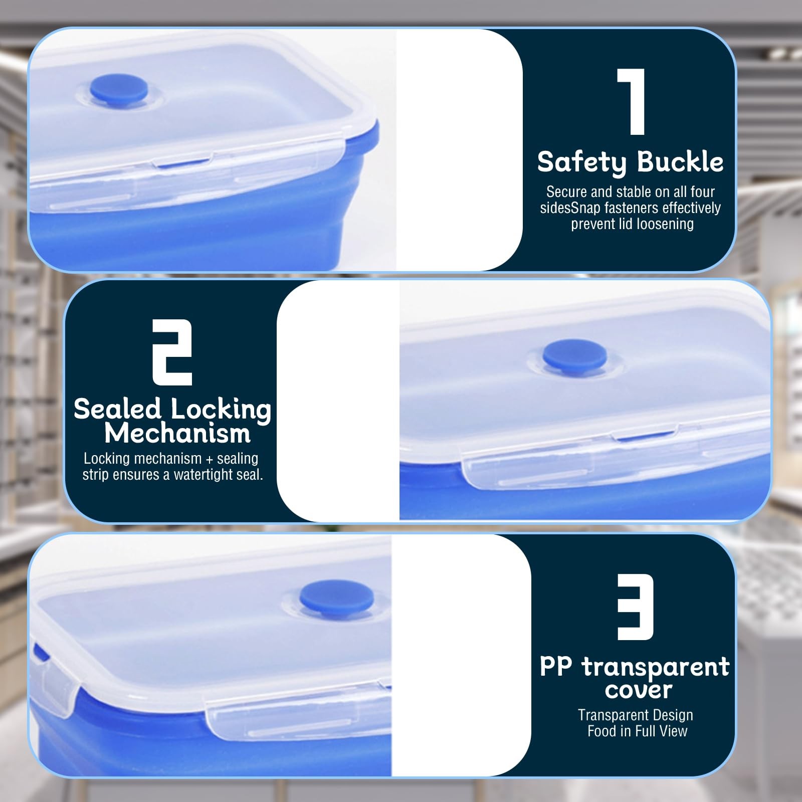 XPAPOV 4 Collapsible Food Storage Containers, 41oz, Red, Yellow, Green, Blue