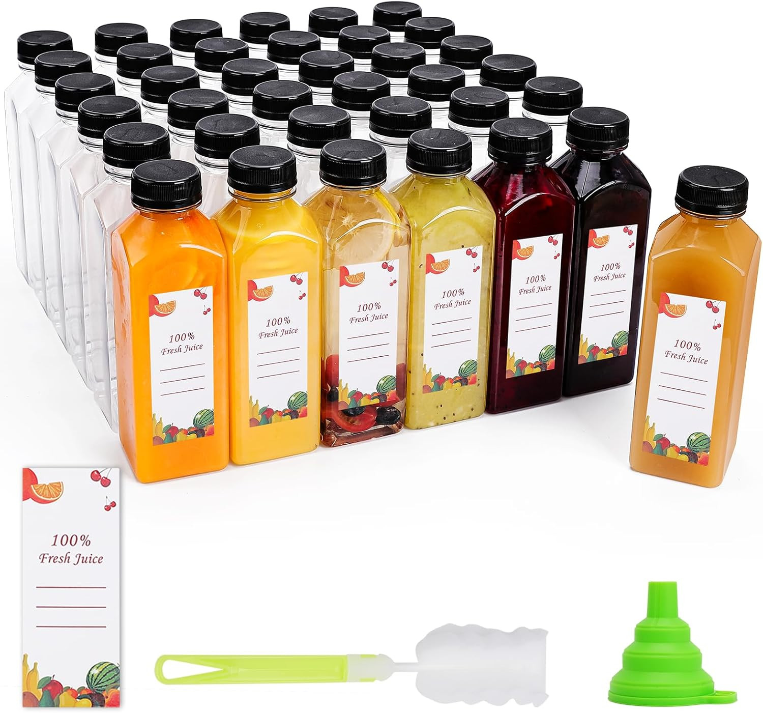 Plastic Juice Bottles 150 Pcs 16 Oz Empty Plastic Water Bottles with Caps Reusab