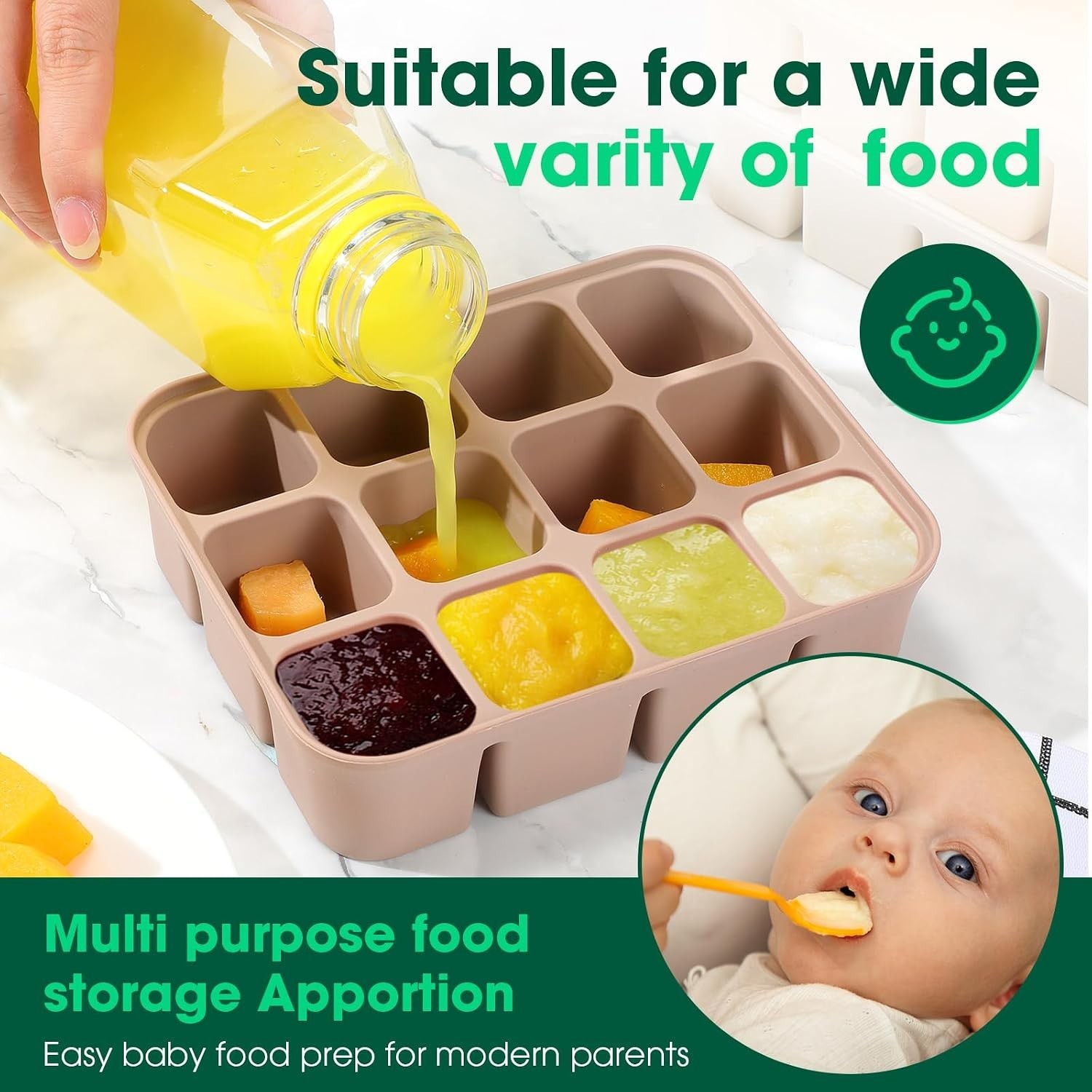 Silicone Baby Food Freezer Tray with Lids – 3 Pack in Fun Colors, Easy to Use