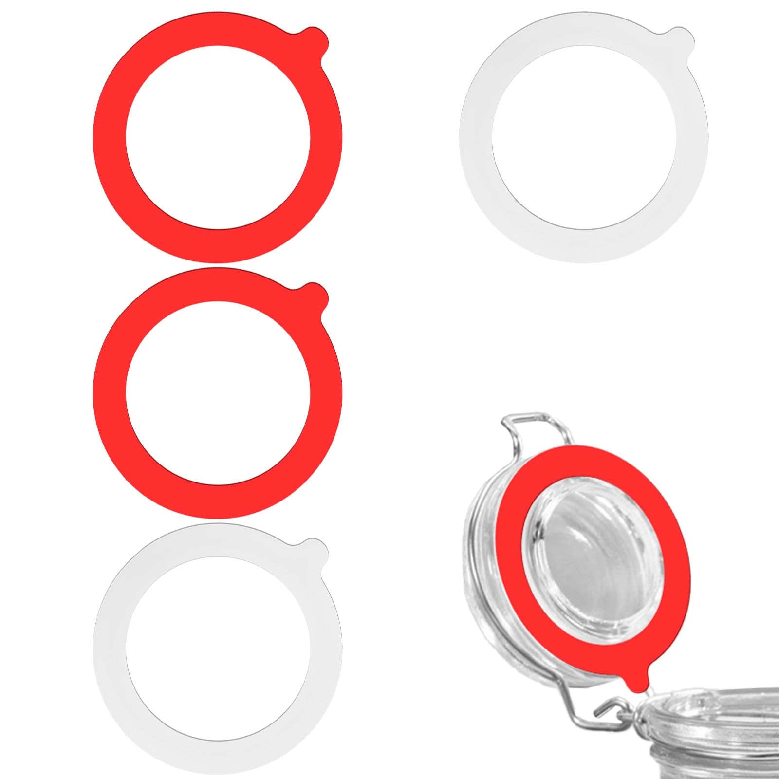 4 Pcs Rubber Seals for Glass Jars 3.75 Airtight Silicone Replacement Gasket