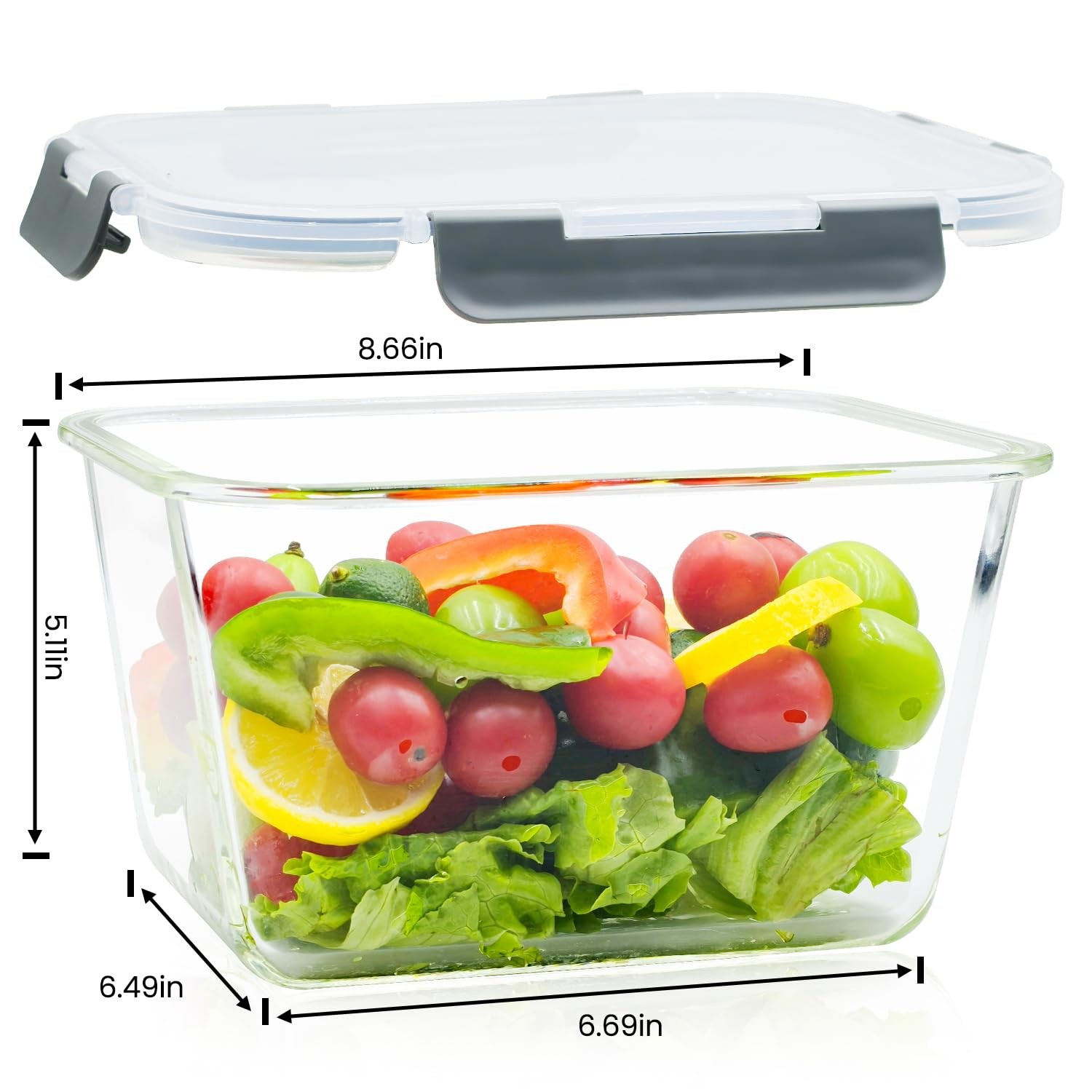 2 Pack Large Glass Storage Containers with Lids 85oz/10.5cup Big Airtight Gla…