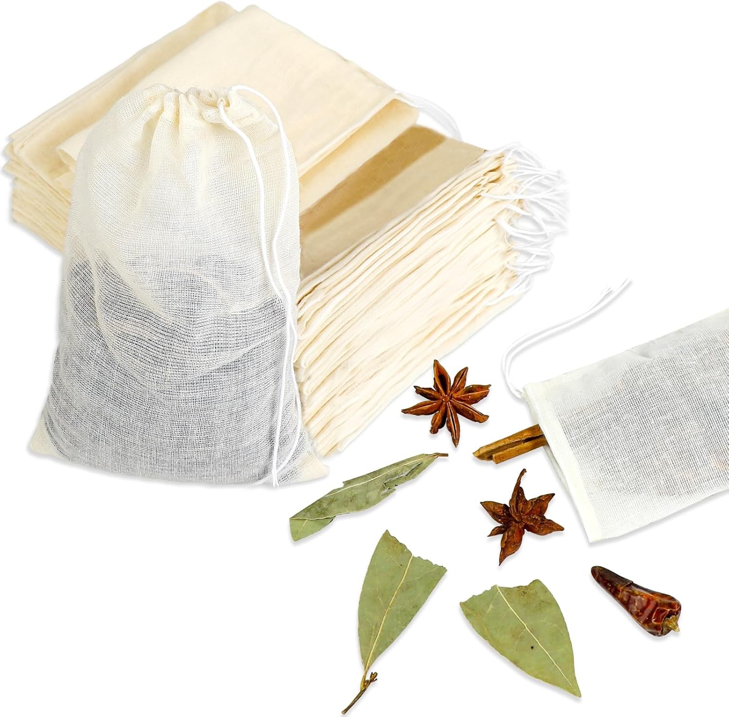Spice Bags for Cooking, 30PCS Muslin Drawstring Soap Reusable Empty Tea…