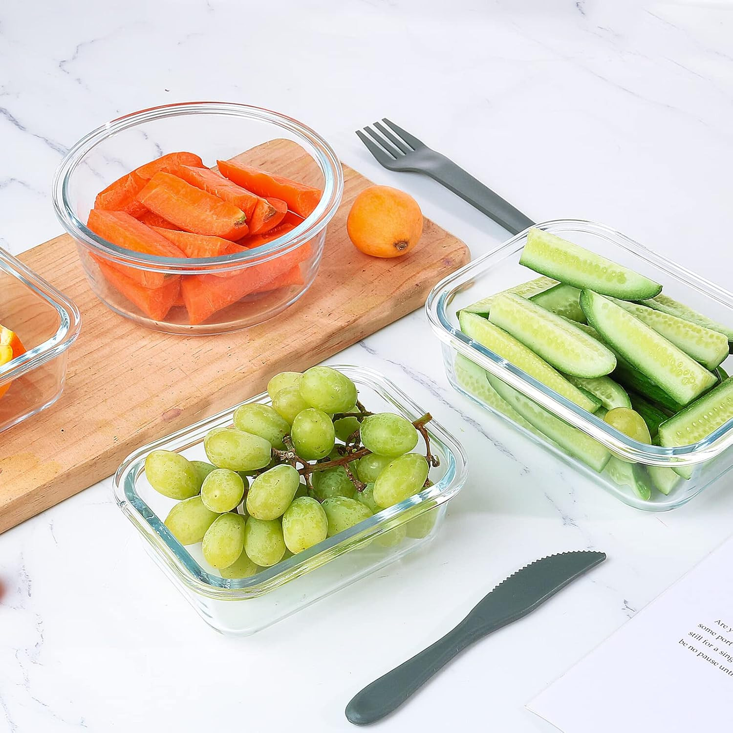 KOMUEE 24 Pieces Glass Food Storage Containers Set, Meal Prep Containers, Bpa-Fr