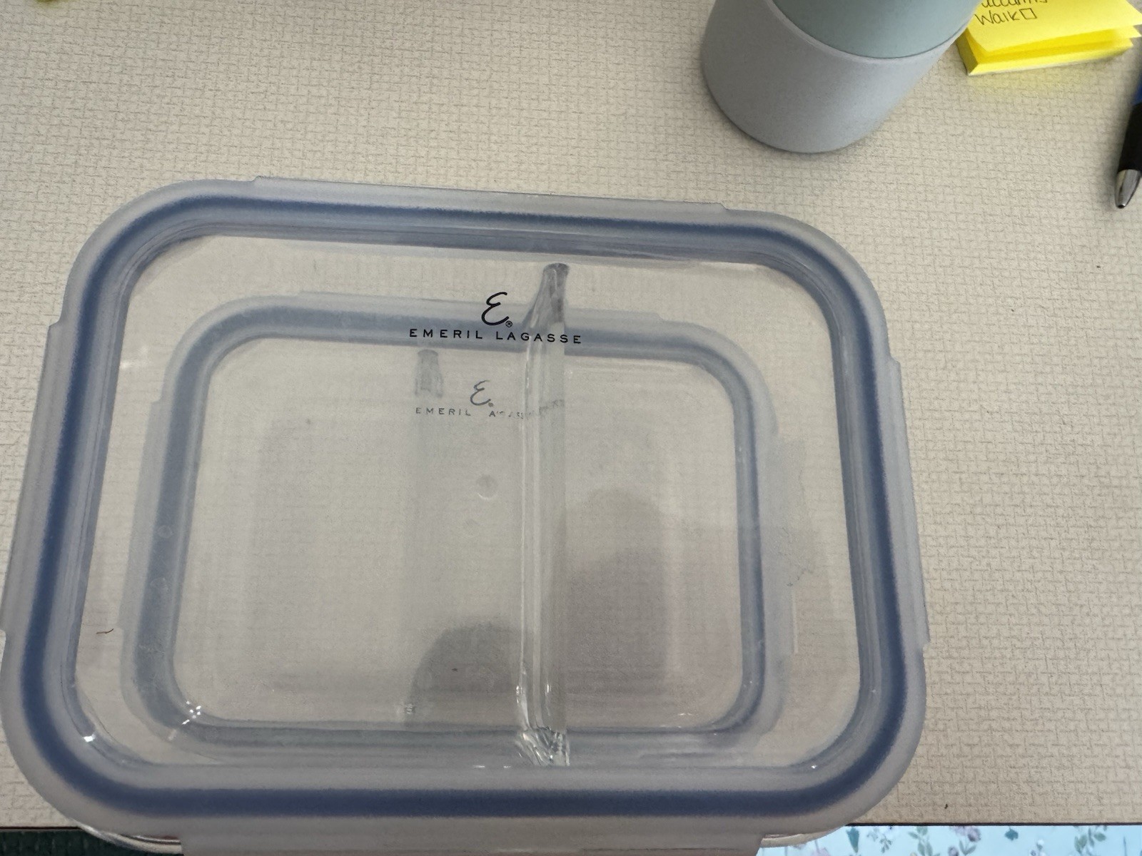 Emeril Lagasse 2pc 2.5 Cup Rectangular Containers Clear/Blue Snap Lids