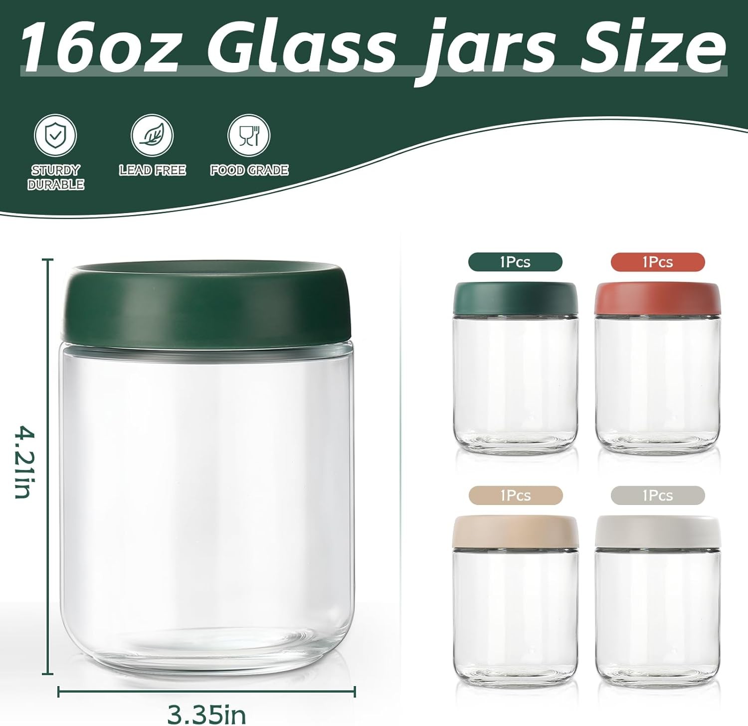 Overnight Oats Containers W/ Lids 16oz Glass Jars W/ Lids Set Of 4 Practical