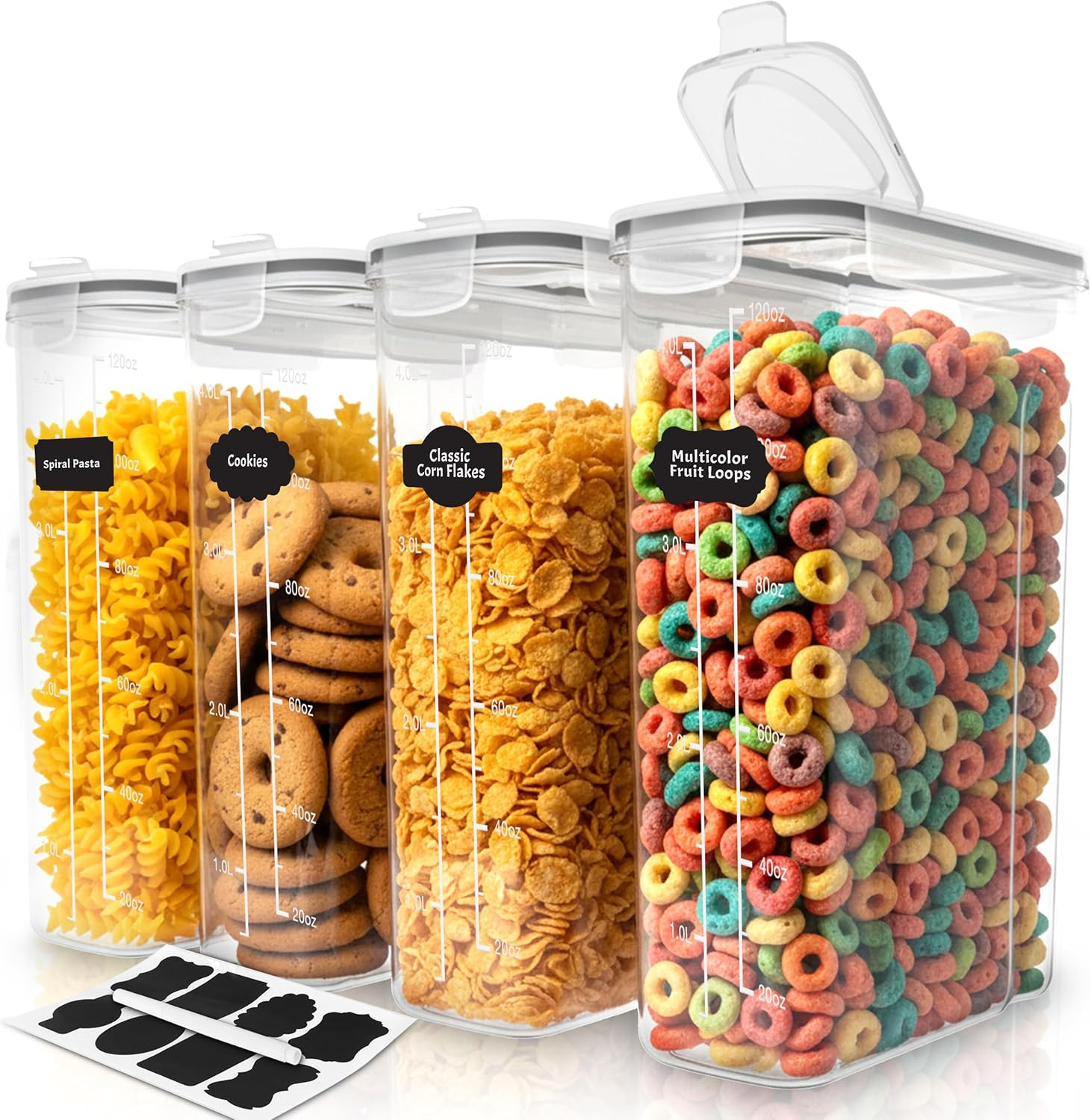 Utopia Kitchen Cereal Containers Storage Set – 4 Pack 4L(135.2 Oz) Airtight Food