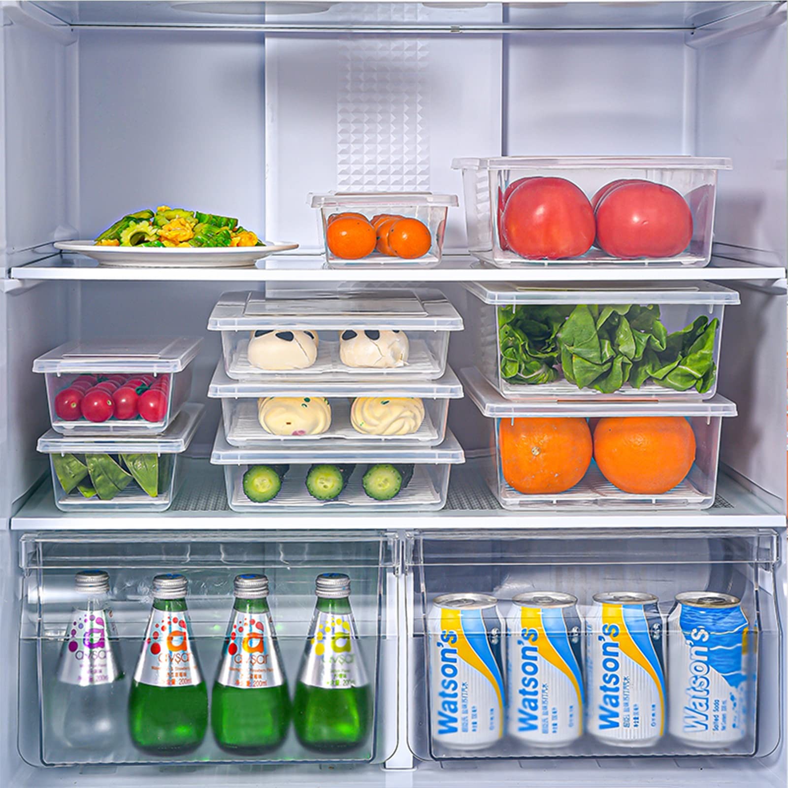 Food Storage Container, Plastic Food Containers with Removable Drain Plate an…