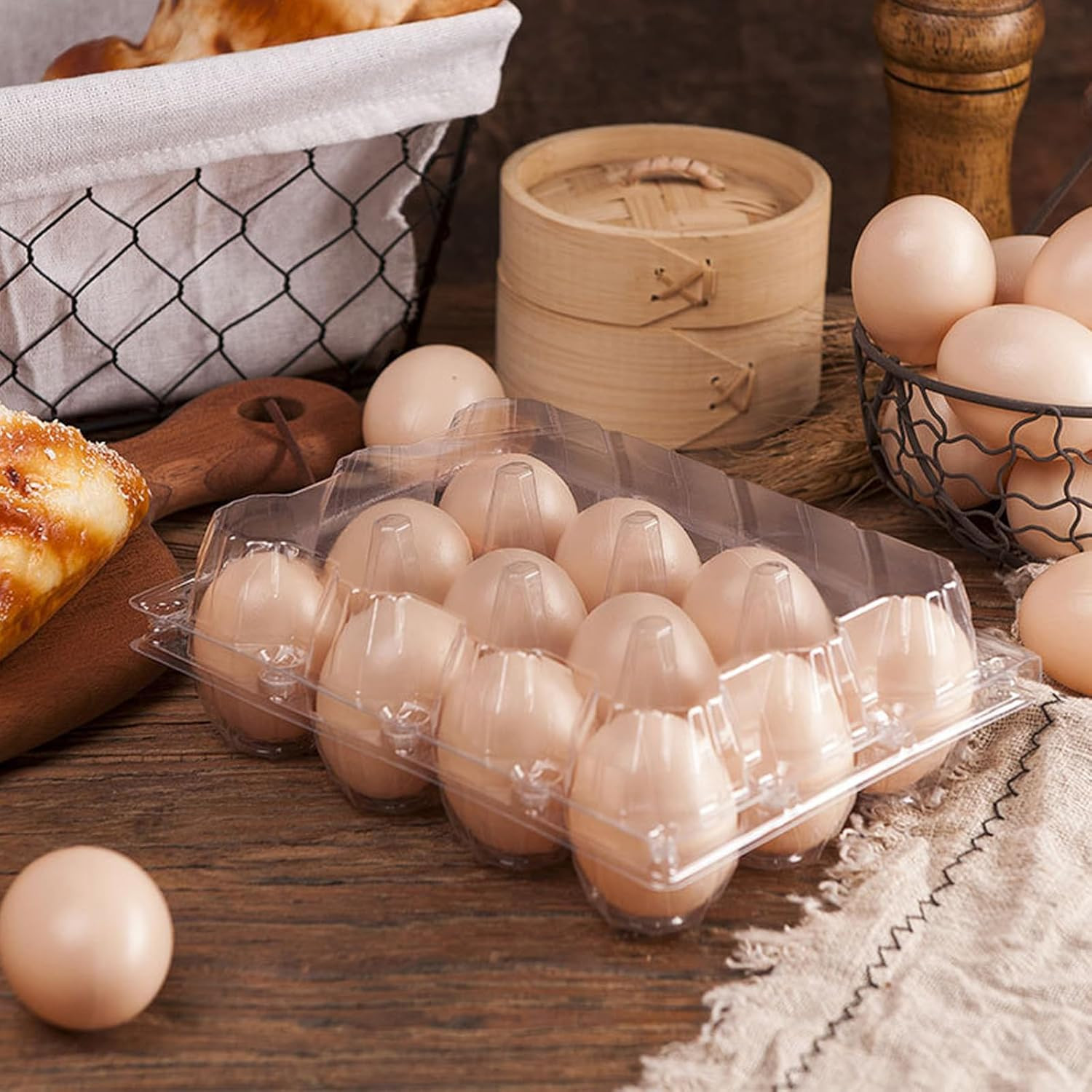 120 Pcs 12 Count Plastic Egg Cartons Cheap Bulk, 3X4 Grids Clear Empty Egg Carto