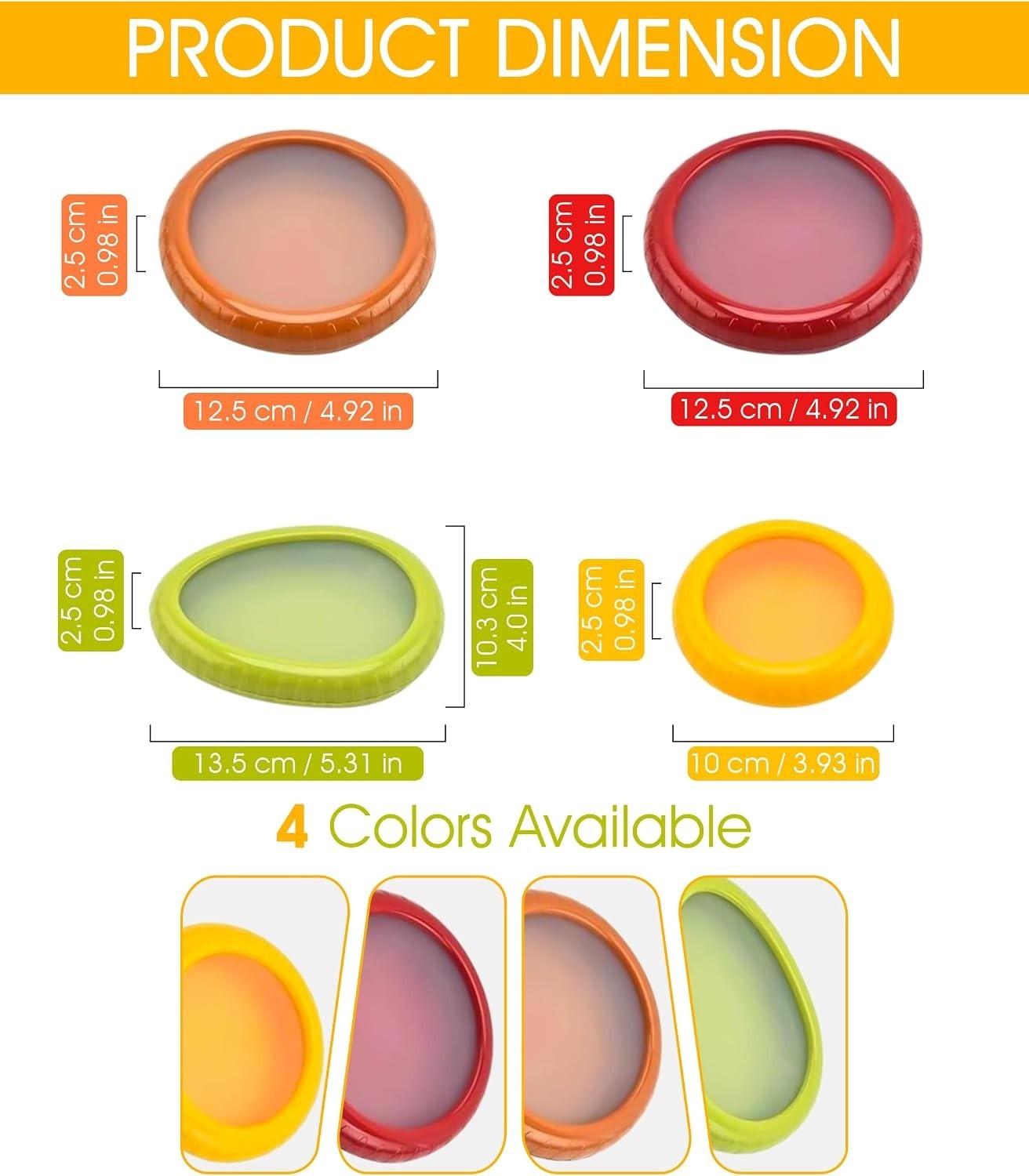 5-Piece Avocado Saver and Tomato Holder Set – 4 Reusable Silicone Food Storag…