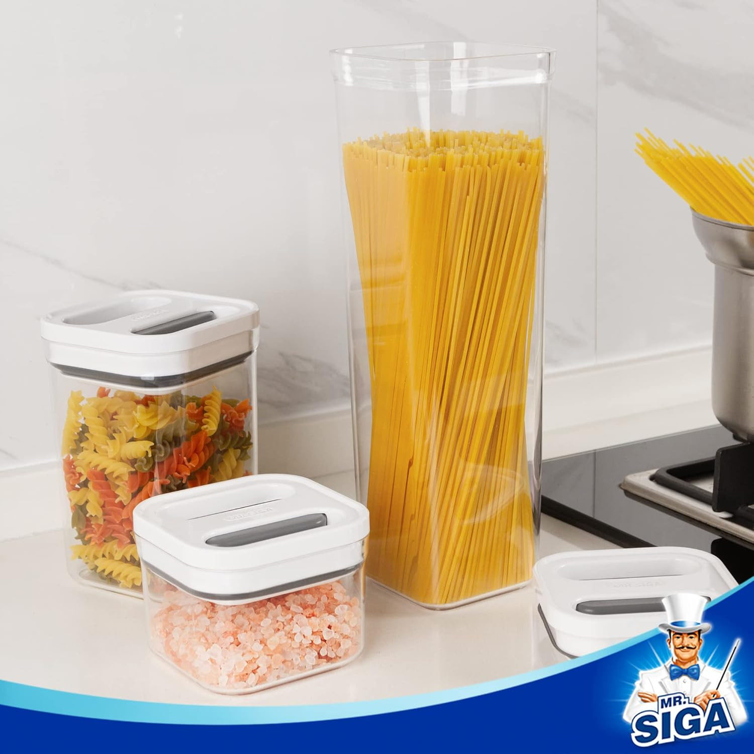 2 Pack Airtight Food Storage Container Set, BPA Free Kitchen Pantry Organization