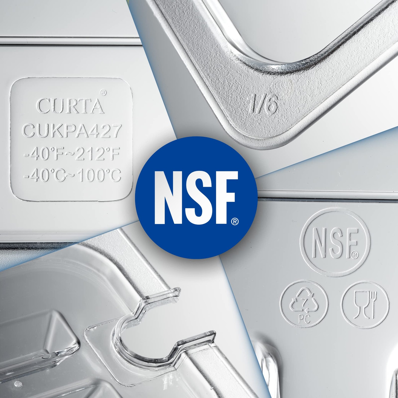 6 Pack NSF 1/9 Notched Food Pan Cover, Size Clear Polycarbonate Lid for Comme…