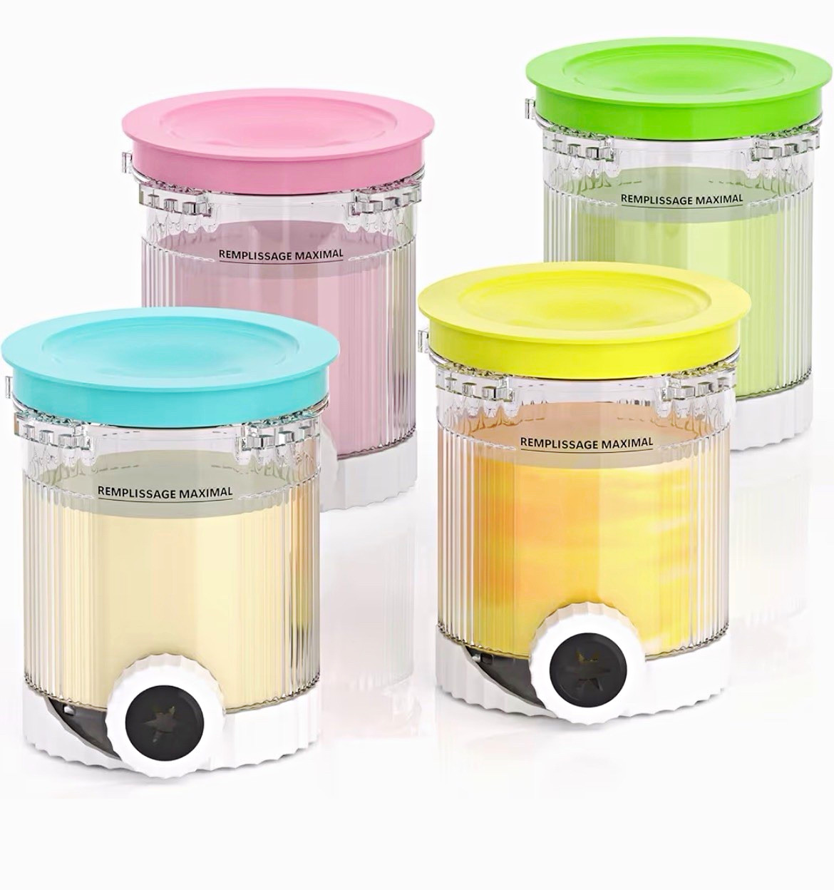 4pc Clear Round Plastic Food Storage Container Set, Stackable Snap Lids