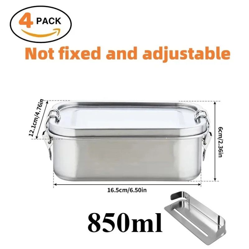 1 Pc Leakproof Stainless Lunch Box Bento Meal Prep Container Dishwasher Safe